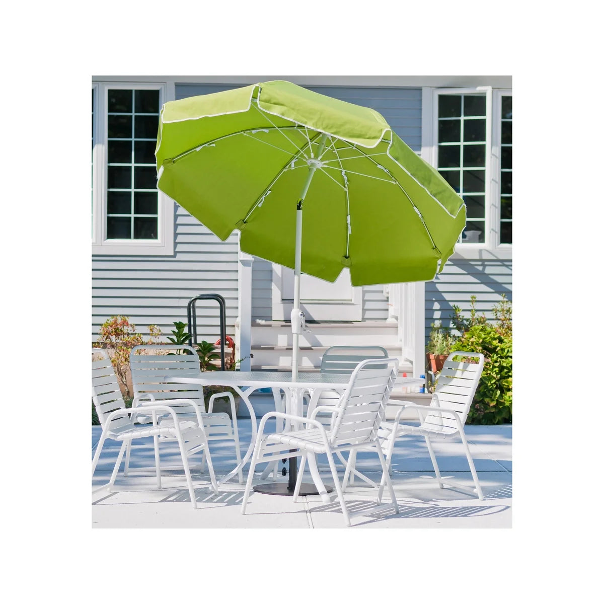 Catalina Aluminum 7.5' Crank Lift Button Tilt Patio Umbrella w/ Fiberglass Ribs 3