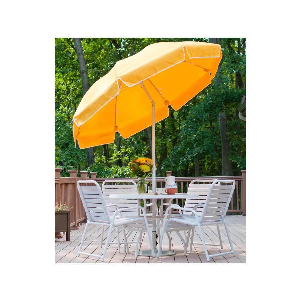 Catalina Aluminum 7.5' Crank Lift Button Tilt Patio Umbrella w/ Fiberglass Ribs 4