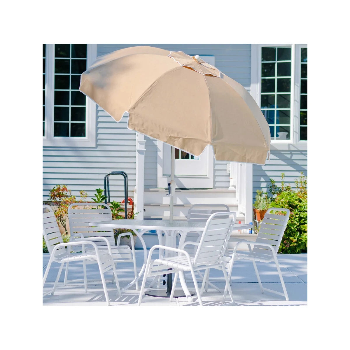 Catalina Aluminum 7.5' Crank Lift Button Tilt Patio Umbrella w/ Fiberglass Ribs 5