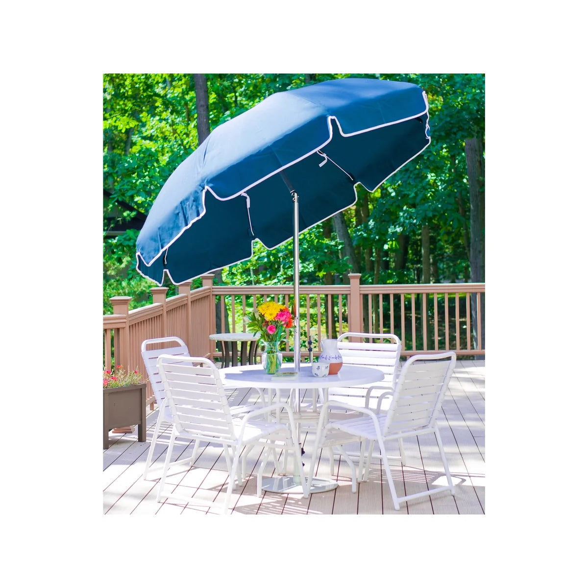 Catalina Aluminum 7.5' Crank Lift Button Tilt Patio Umbrella w/ Fiberglass Ribs 7