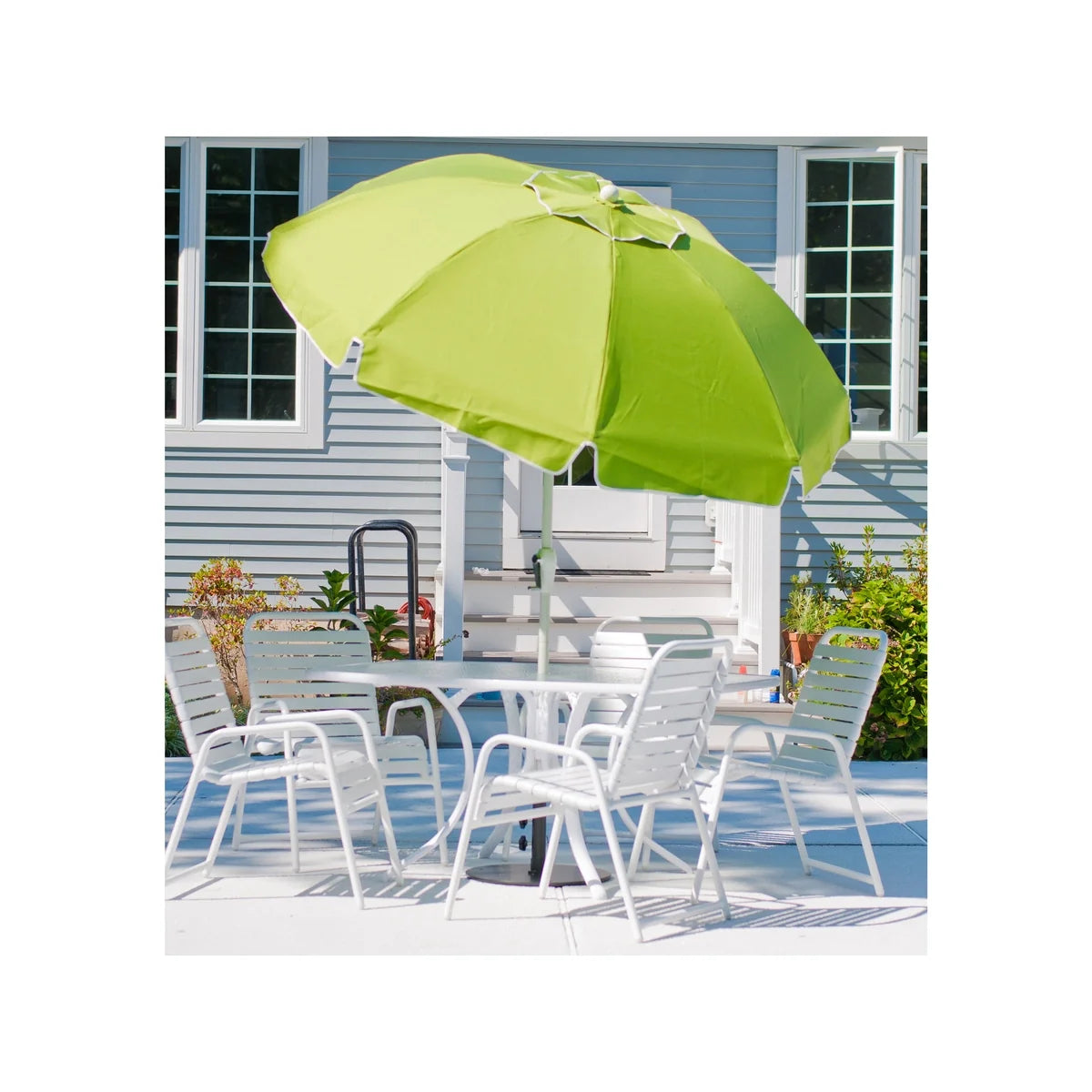 Catalina Aluminum 7.5' Crank Lift Button Tilt Patio Umbrella w/ Fiberglass Ribs 9