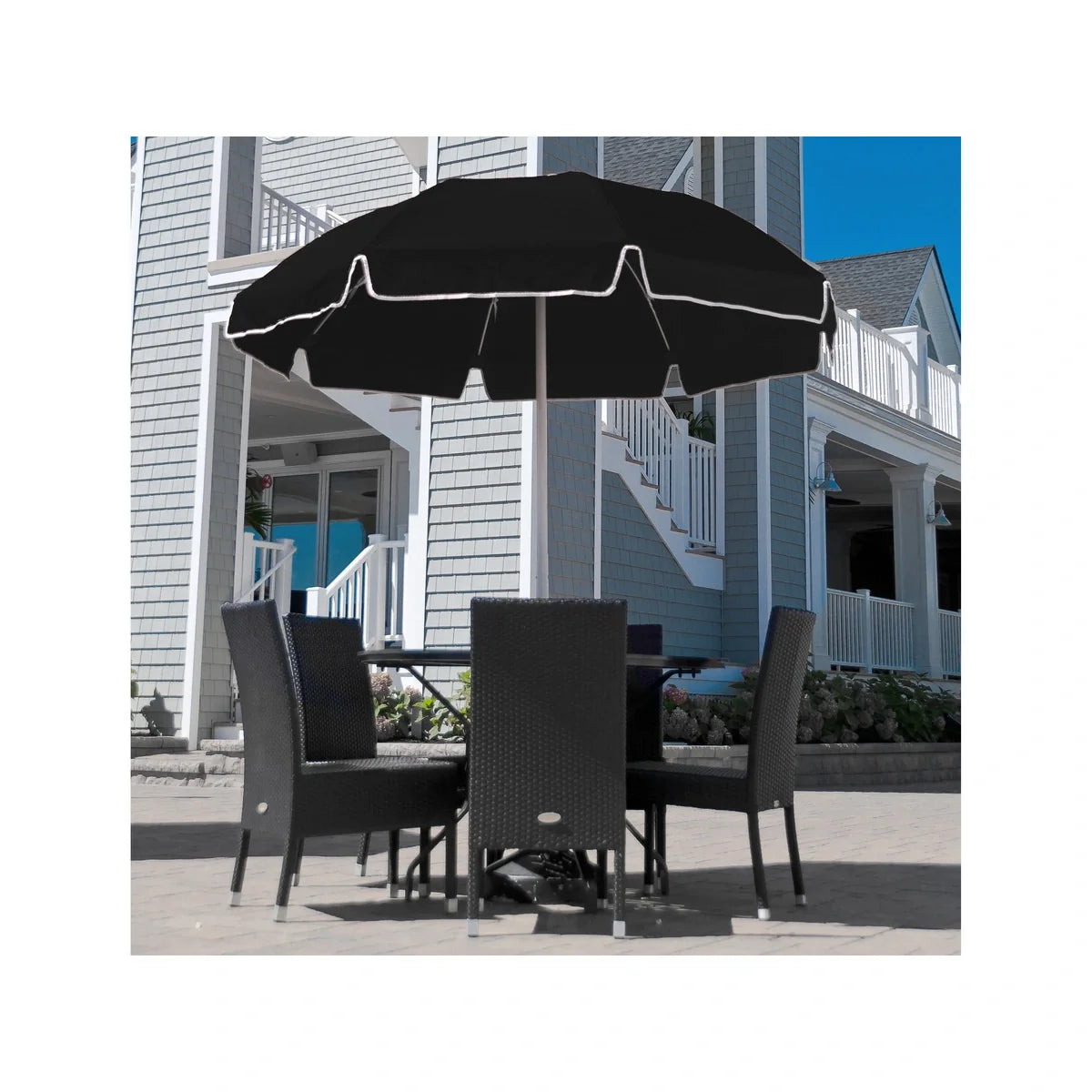 Catalina Aluminum 7.5' Manual Lift Patio Umbrella w/ Fiberglass Ribs 9