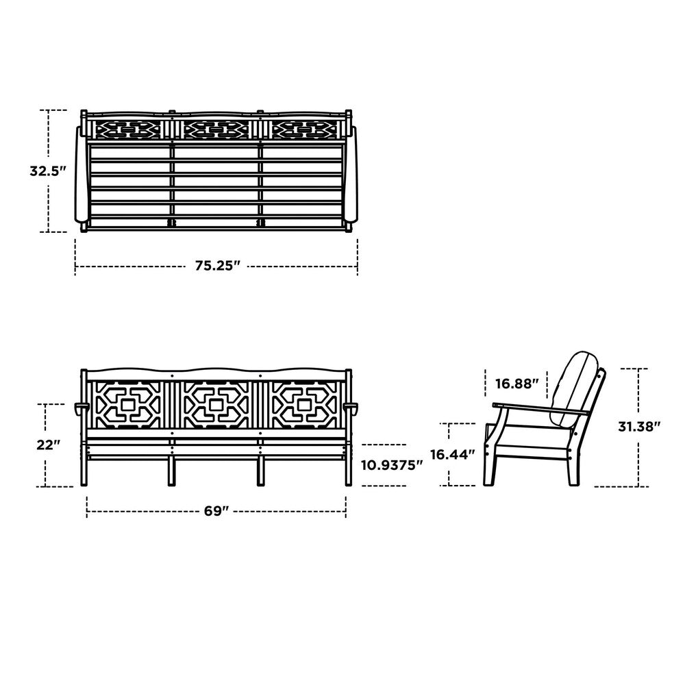 Chinoiserie Deep Seating Sofa 8
