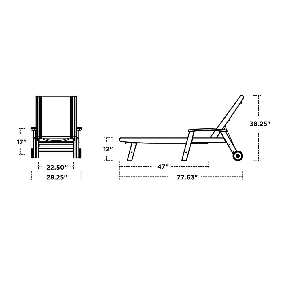 Coastal Sling Chaise with Wheels 13