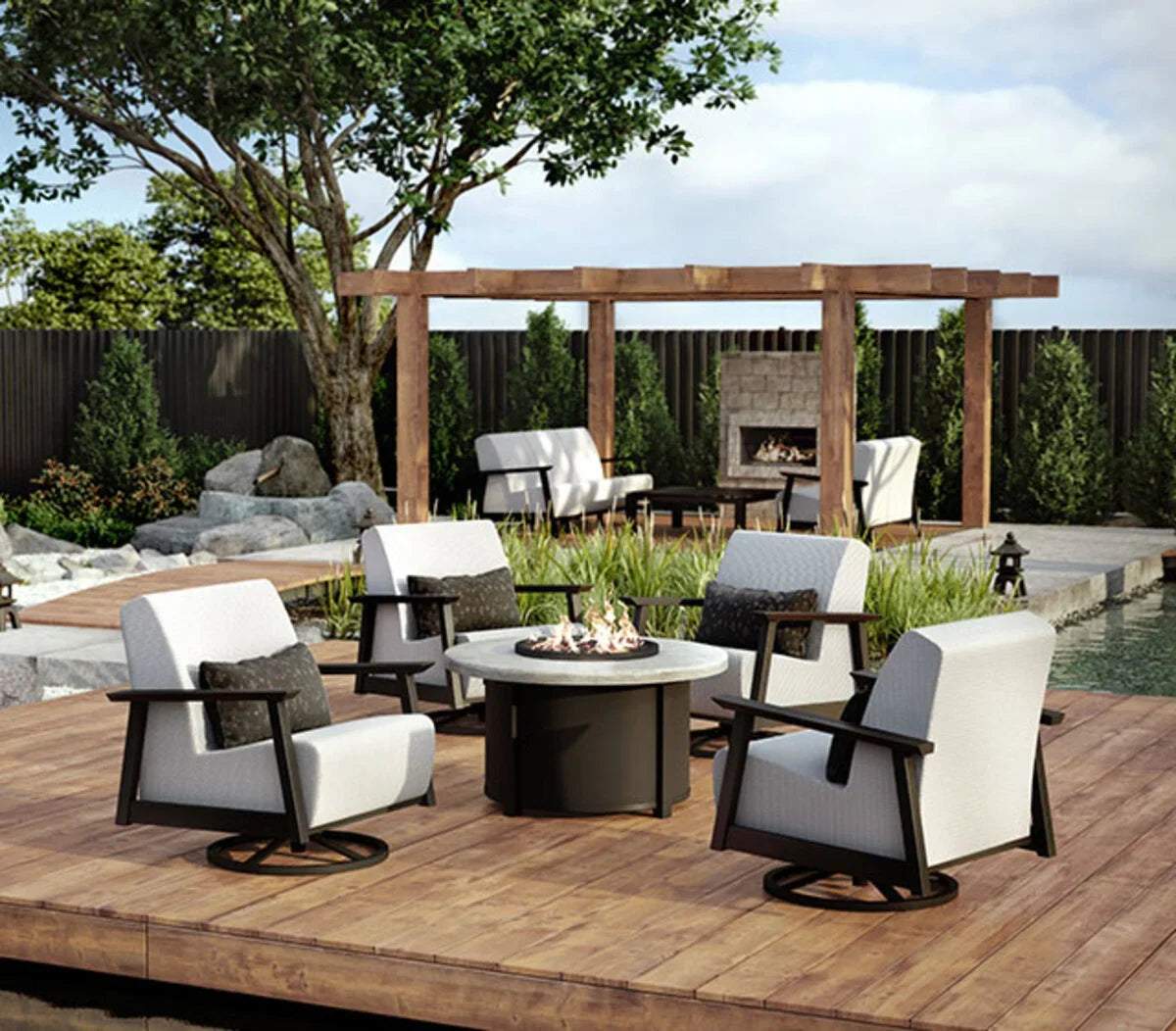 Concrete 42" Round Lounge Fire Table 4642LCC