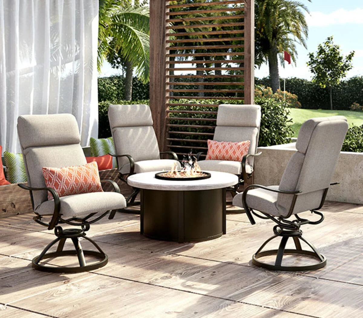 Concrete 42" Round Lounge Fire Table 4642LCC