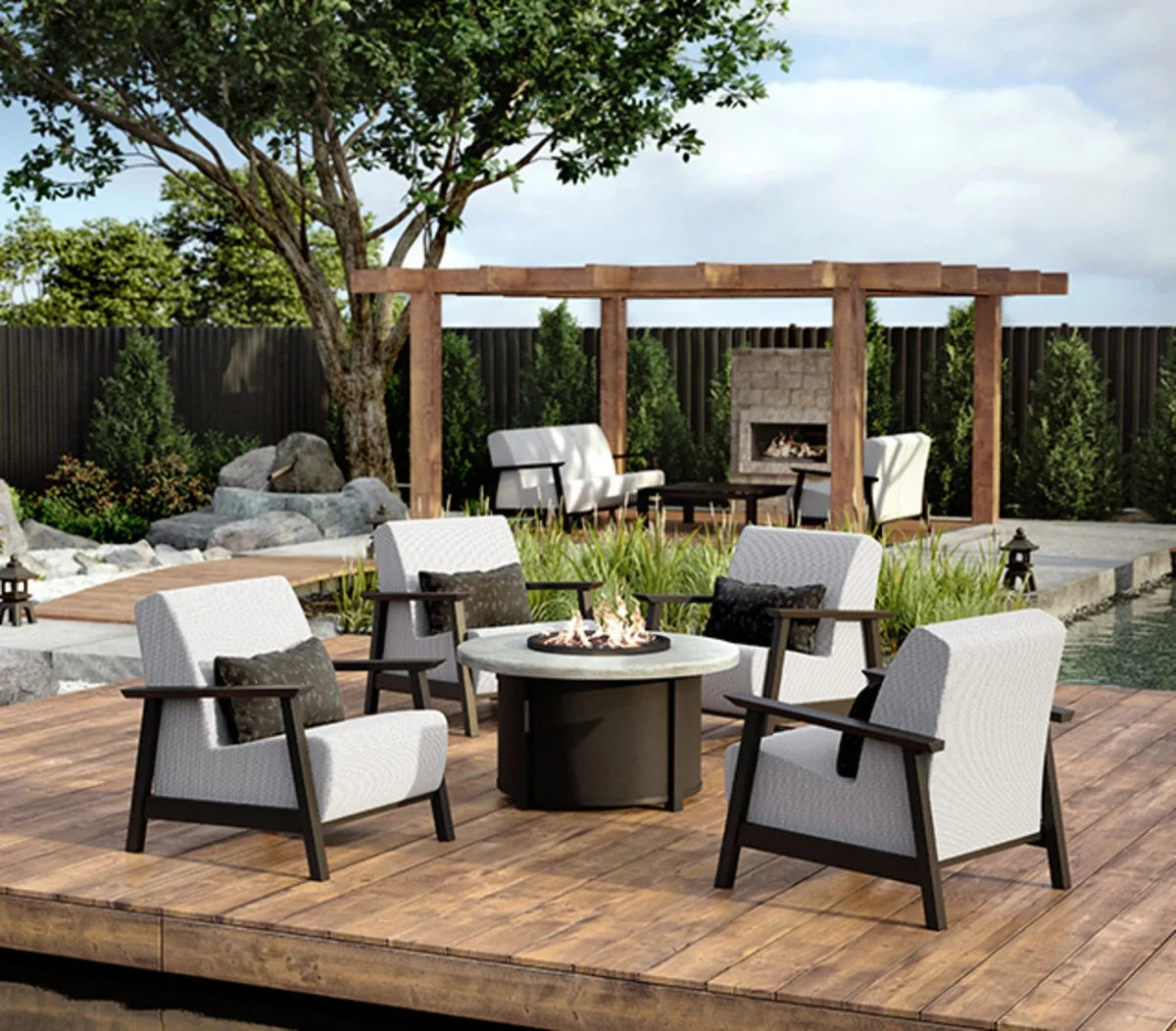 Concrete 54" Round Lounge Fire Table 4654LCC