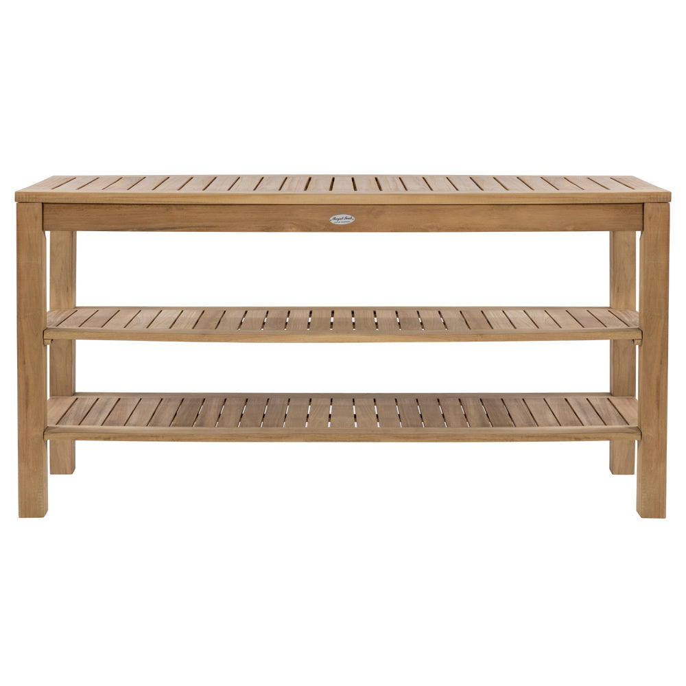 Royal Teak 18" x 60" Rectangular Console Table with Two Shelves