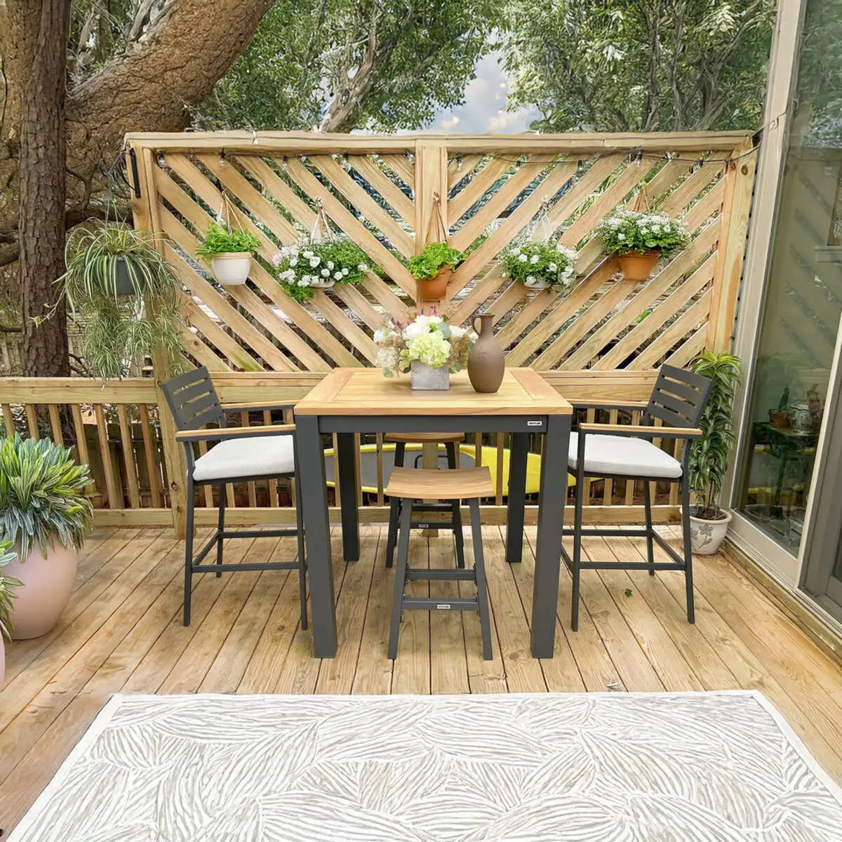 40-inch Elba Aluminum Bar Table With Teak Top