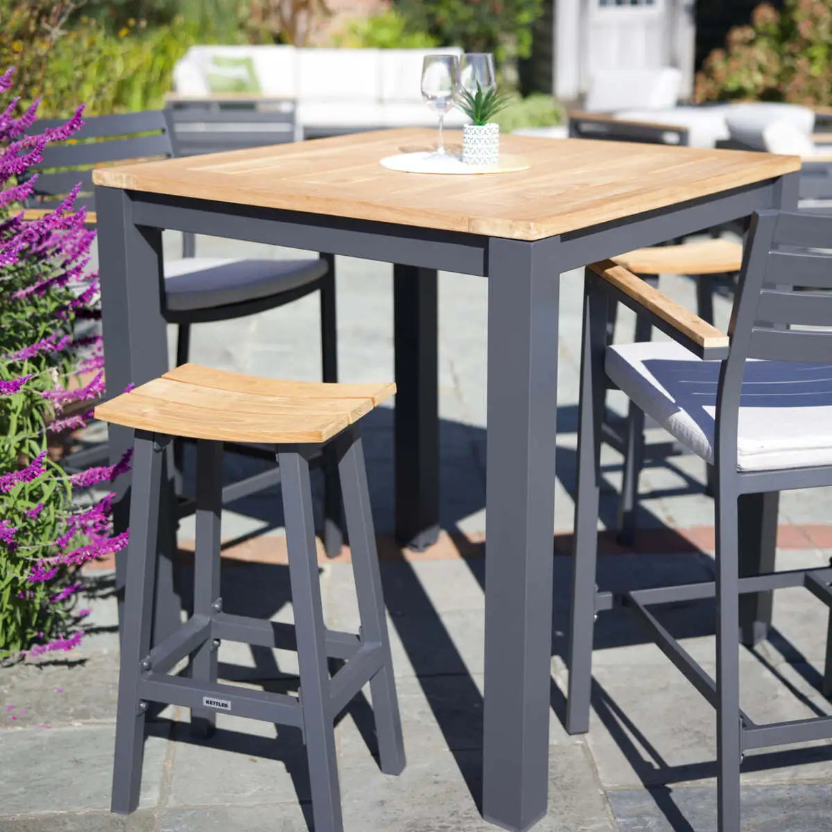 40-inch Elba Aluminum Bar Table With Teak Top