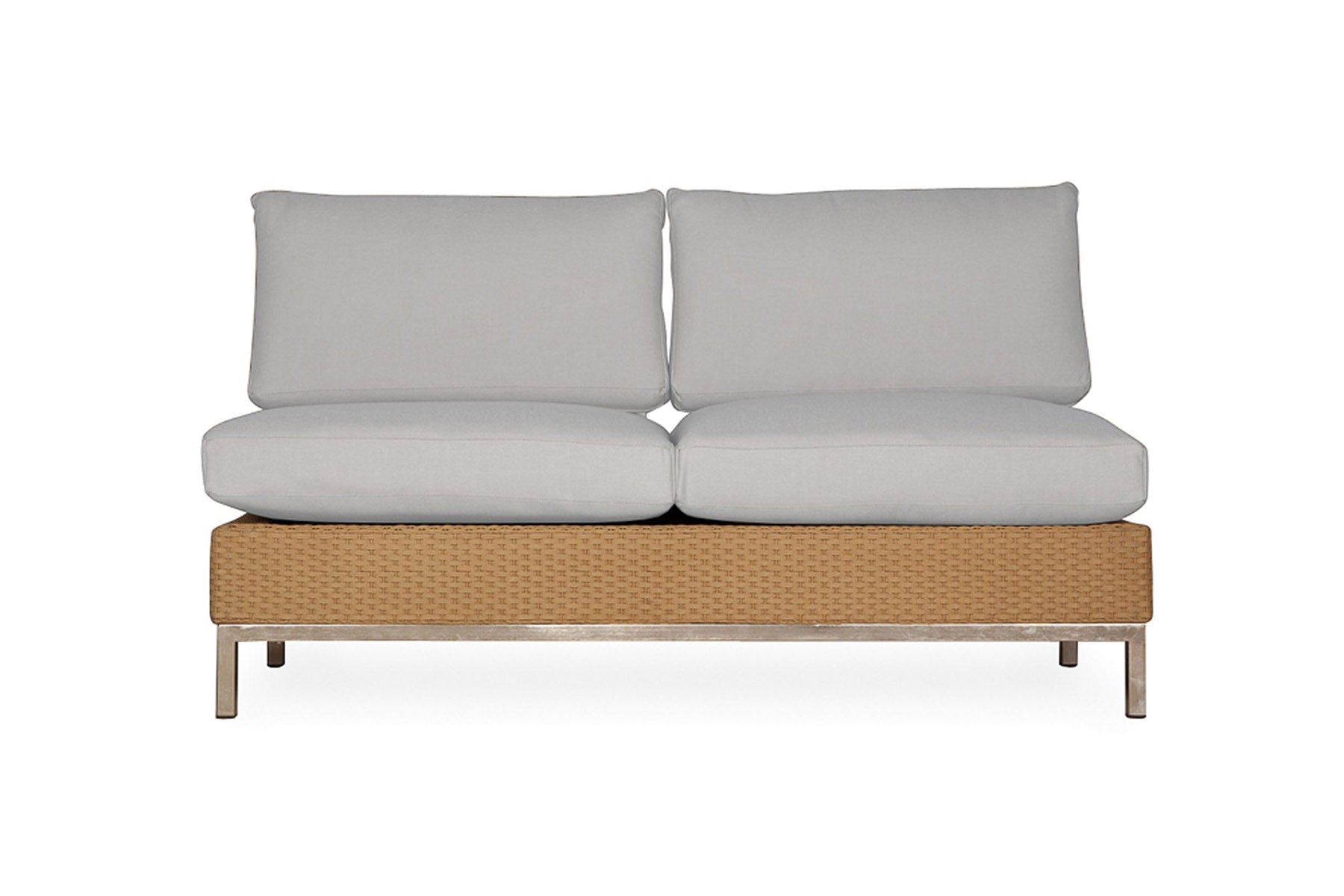 Lloyd Flanders Elements Armless Settee with Stainless Steel Back
