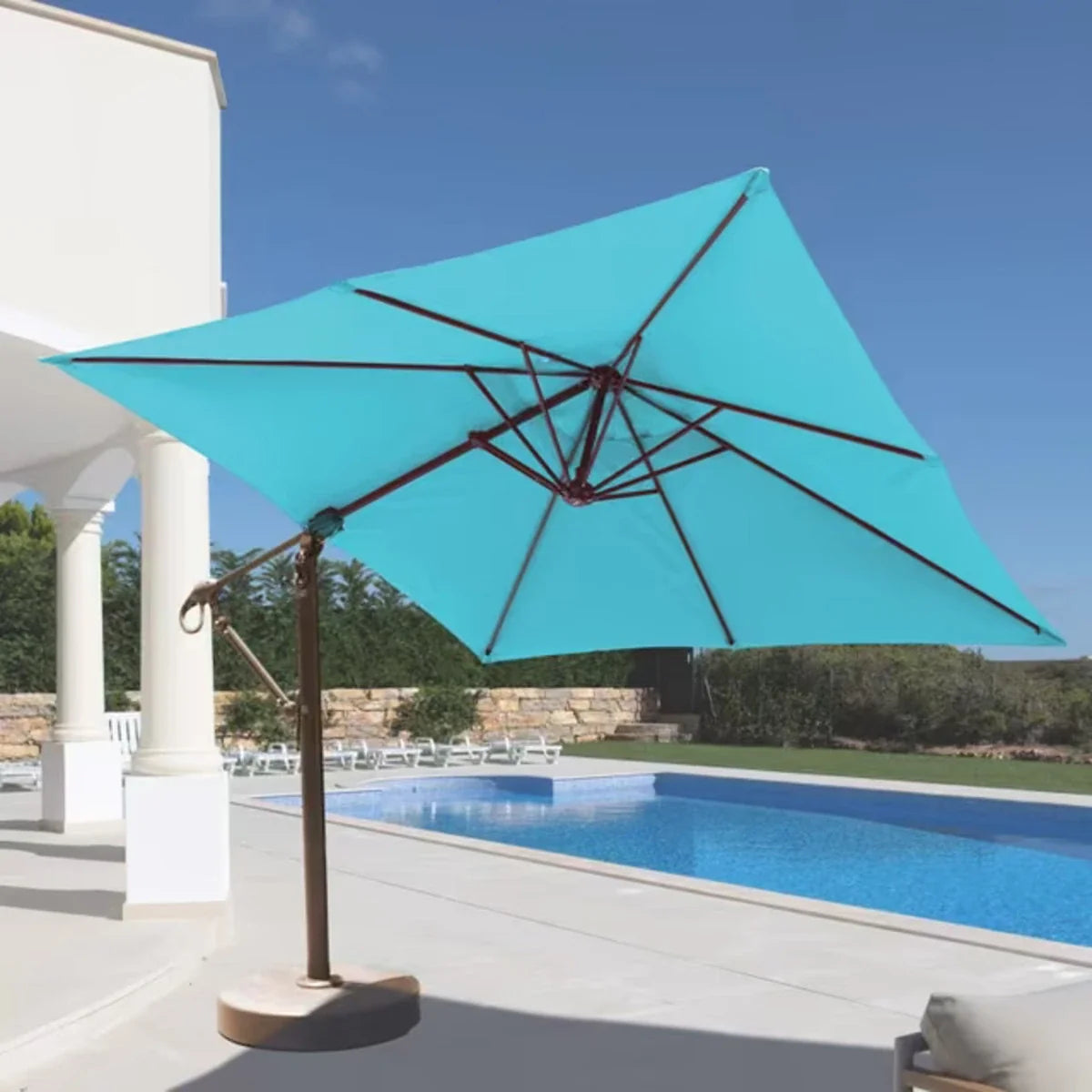 Galtech 897 10' x Square Cantilever Umbrella w/ Rolling Base Additional Image View 1
