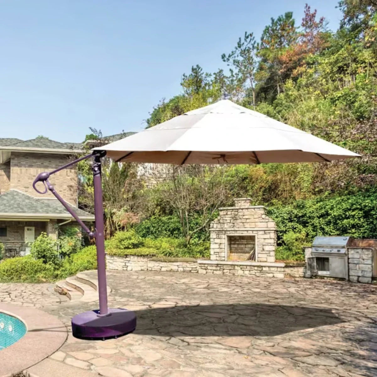 Galtech 899 13' Octagon Cantilever Umbrella w/ Rolling Base Additional Image View 2