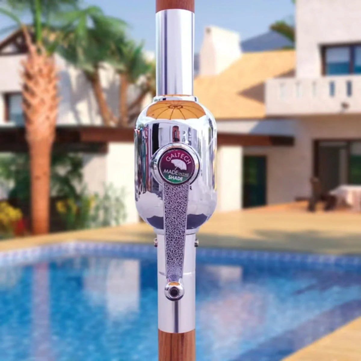 Galtech 537tk 9' Octagon Rotational-Tilt Teak Market Umbrella Additional Image View 2
