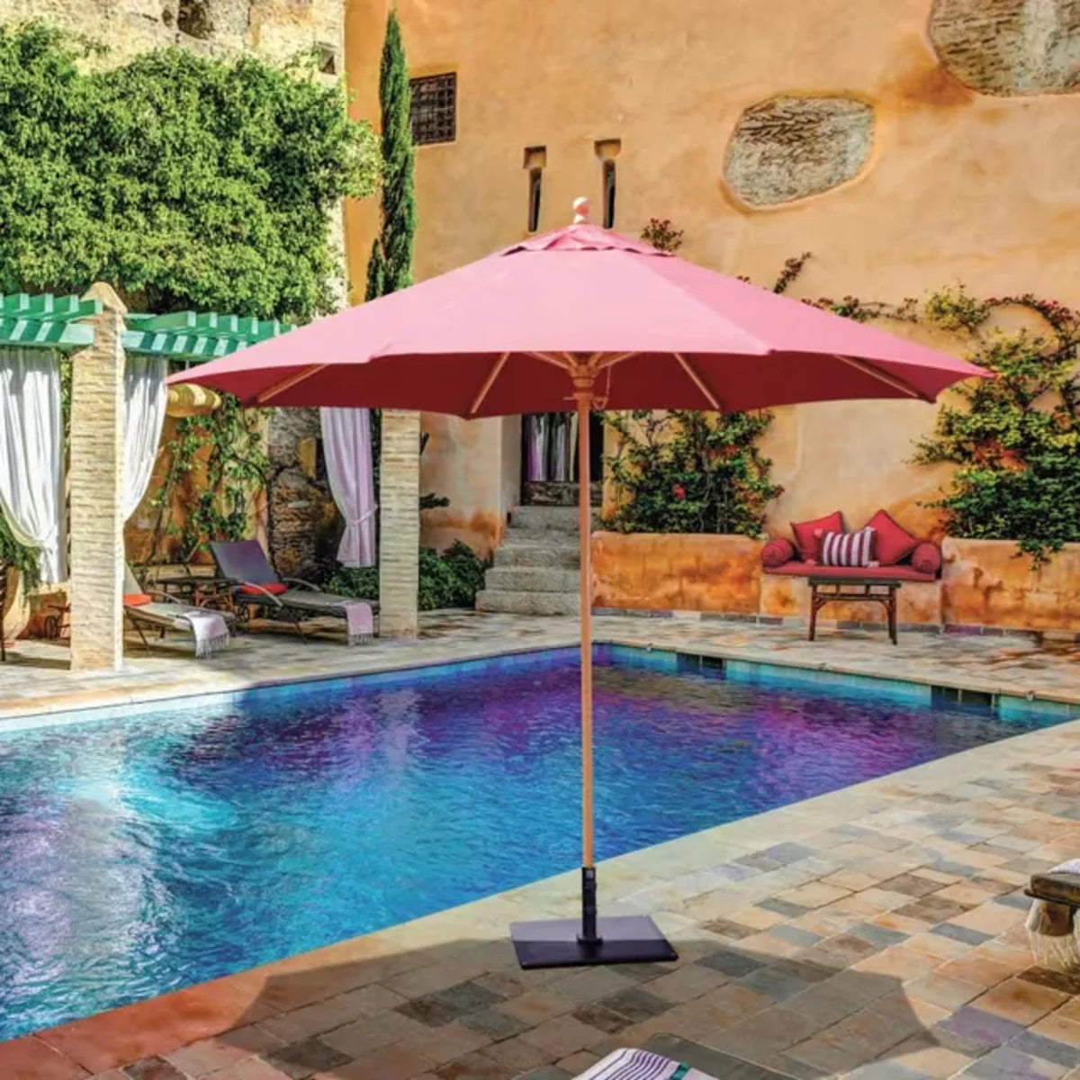 Galtech 136 9' Octagon Single-Pole Commercial Wood Market Umbrella Additional Image View 1