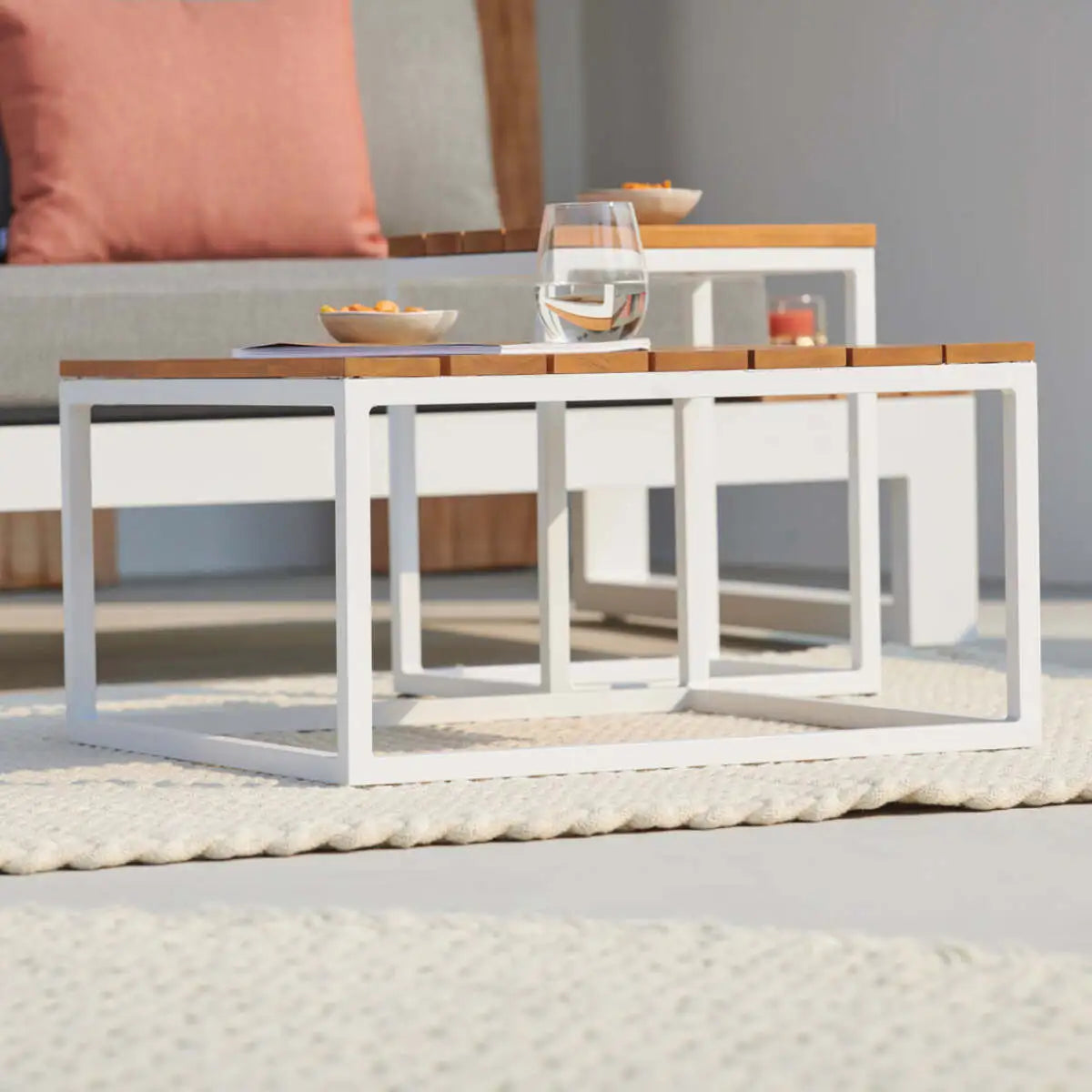 23" x 23" Coffee Table, White Frame
