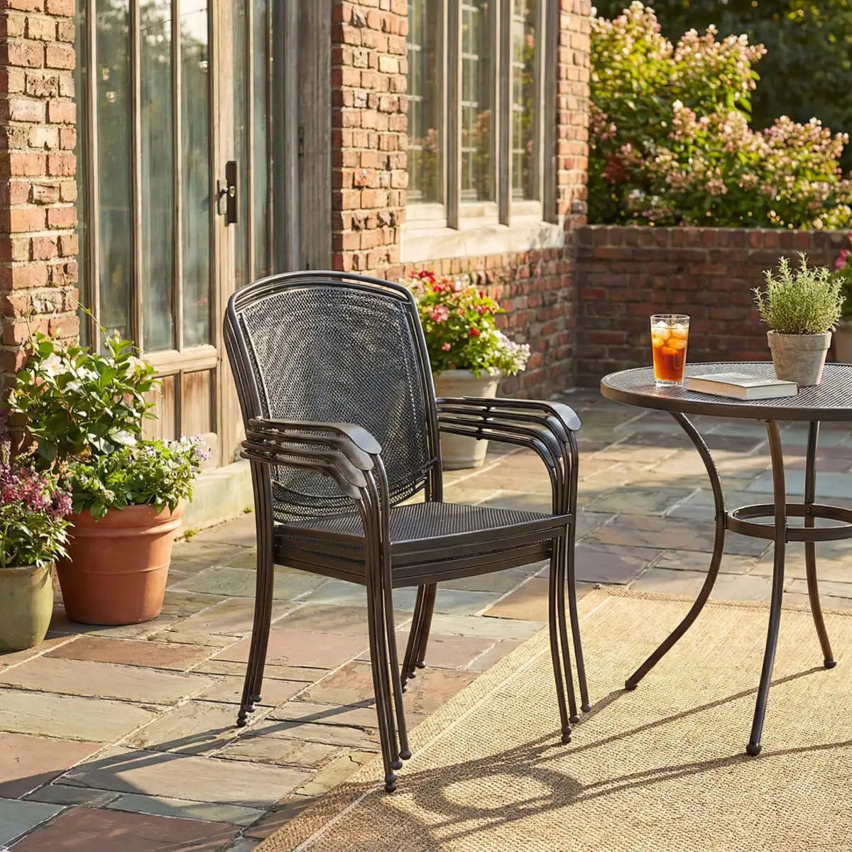 Henley 5-Piece Wrought Iron Mesh Dining Set (48-inch Table)