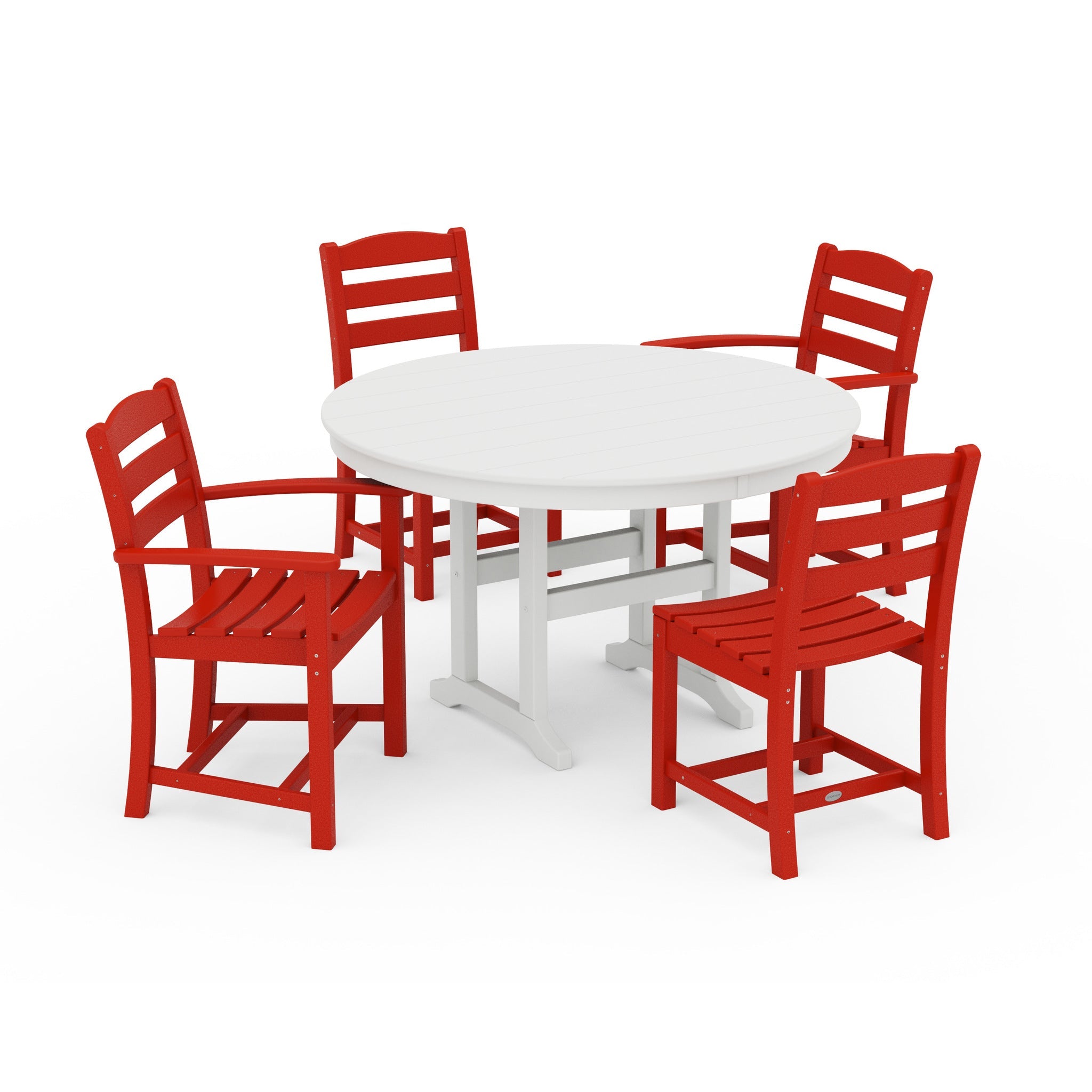 La Casa Cafe 5-Piece Round Farmhouse Dining Set-PWS171-1-WH