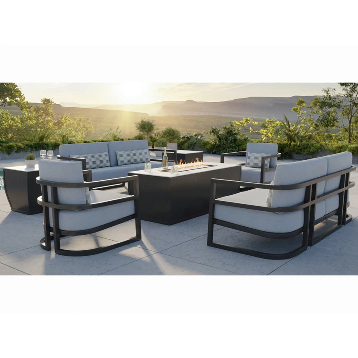 Largo 26" x 60" Rectangular Fire Pit Table (Smooth Aluminum Sides) 1
