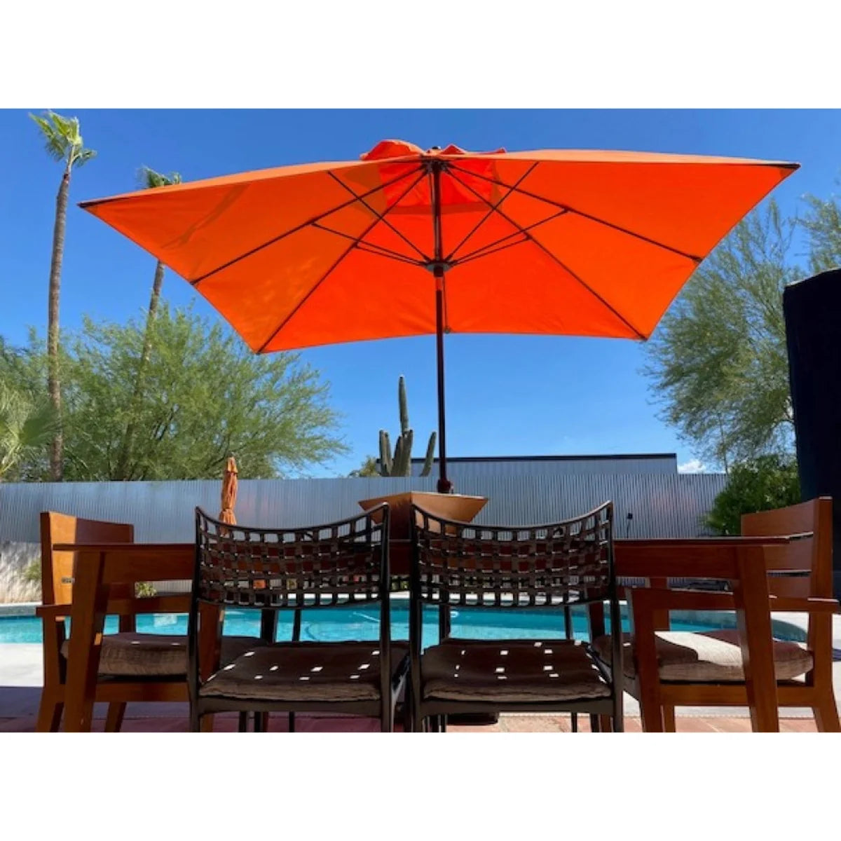 Monterey Aluminum 8' x 10' Crank Lift Auto Tilt Rectangle Umbrella w/ Fiberglass Ribs 3