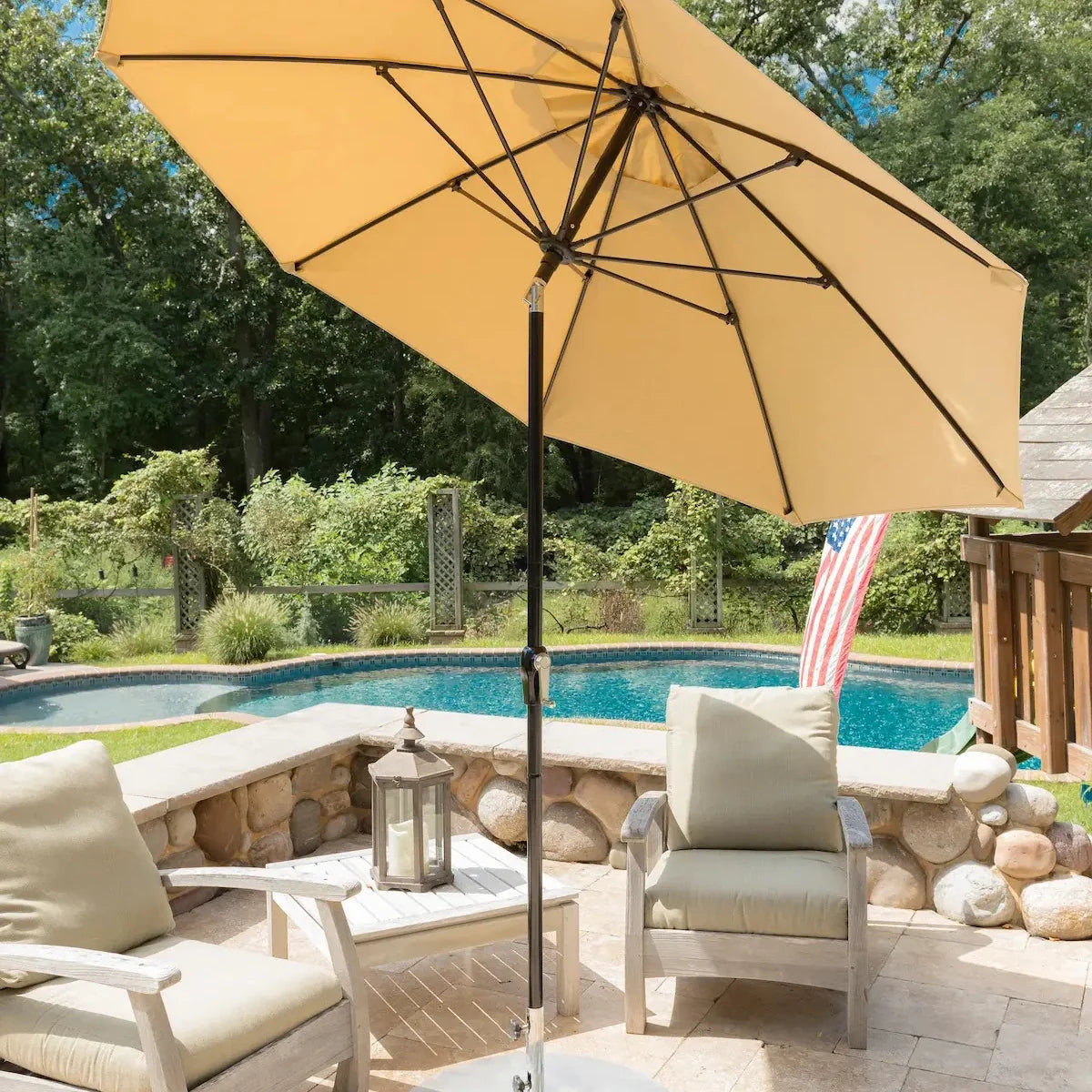 Monterey Aluminum 9' Crank Lift Auto Tilt Octagon Umbrella w/ Fiberglass Ribs 4