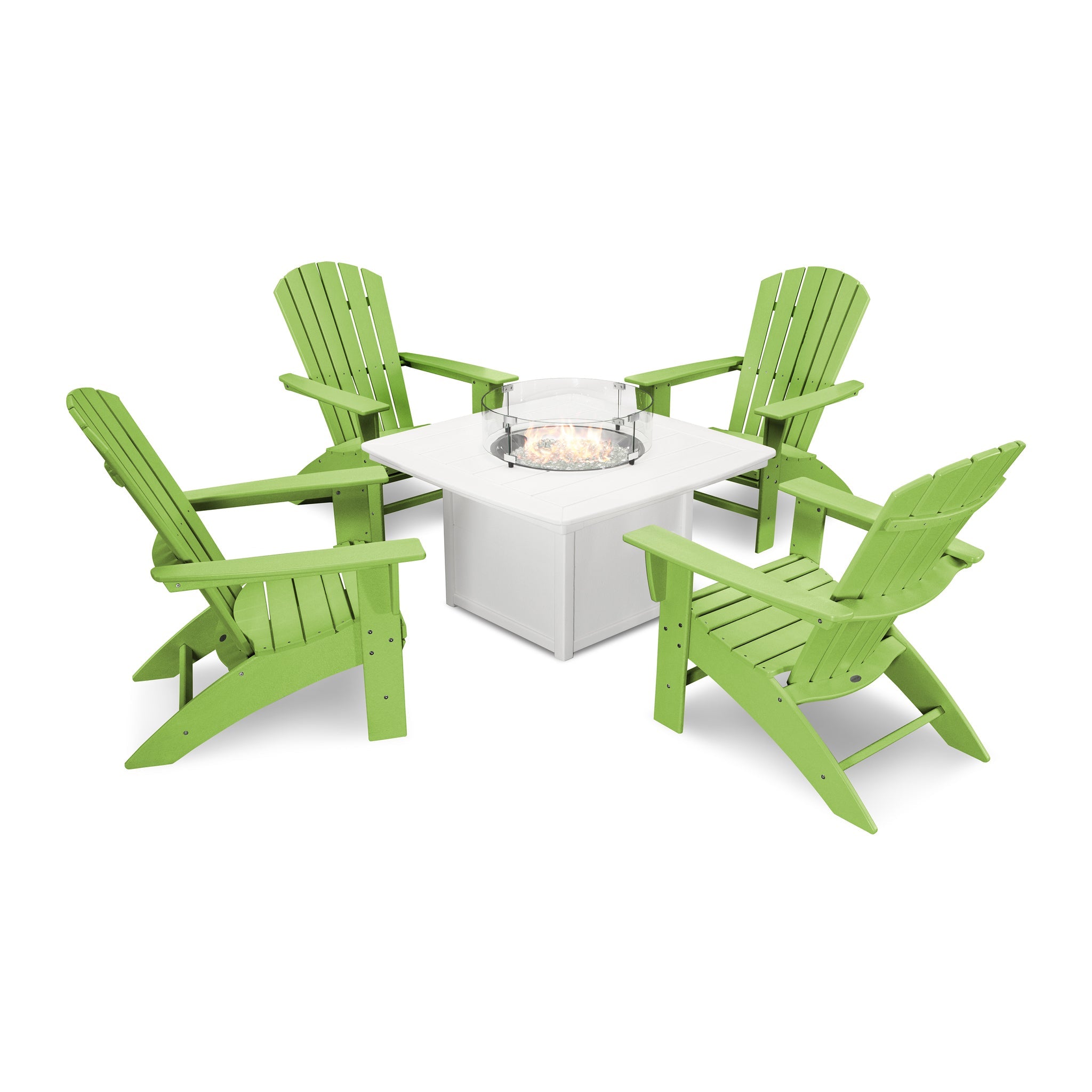 Nautical Curveback Adirondack 5-Piece Conversation Set with Fire Pit Table 9