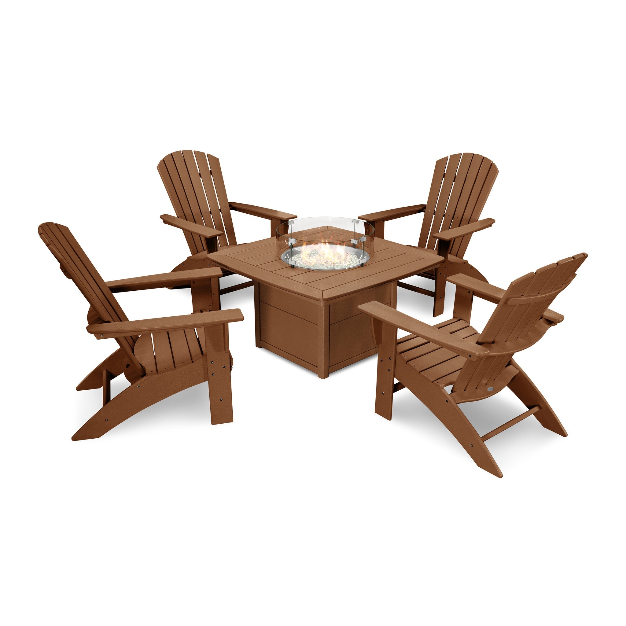 Nautical Curveback Adirondack 5-Piece Conversation Set with Fire Pit Table 4