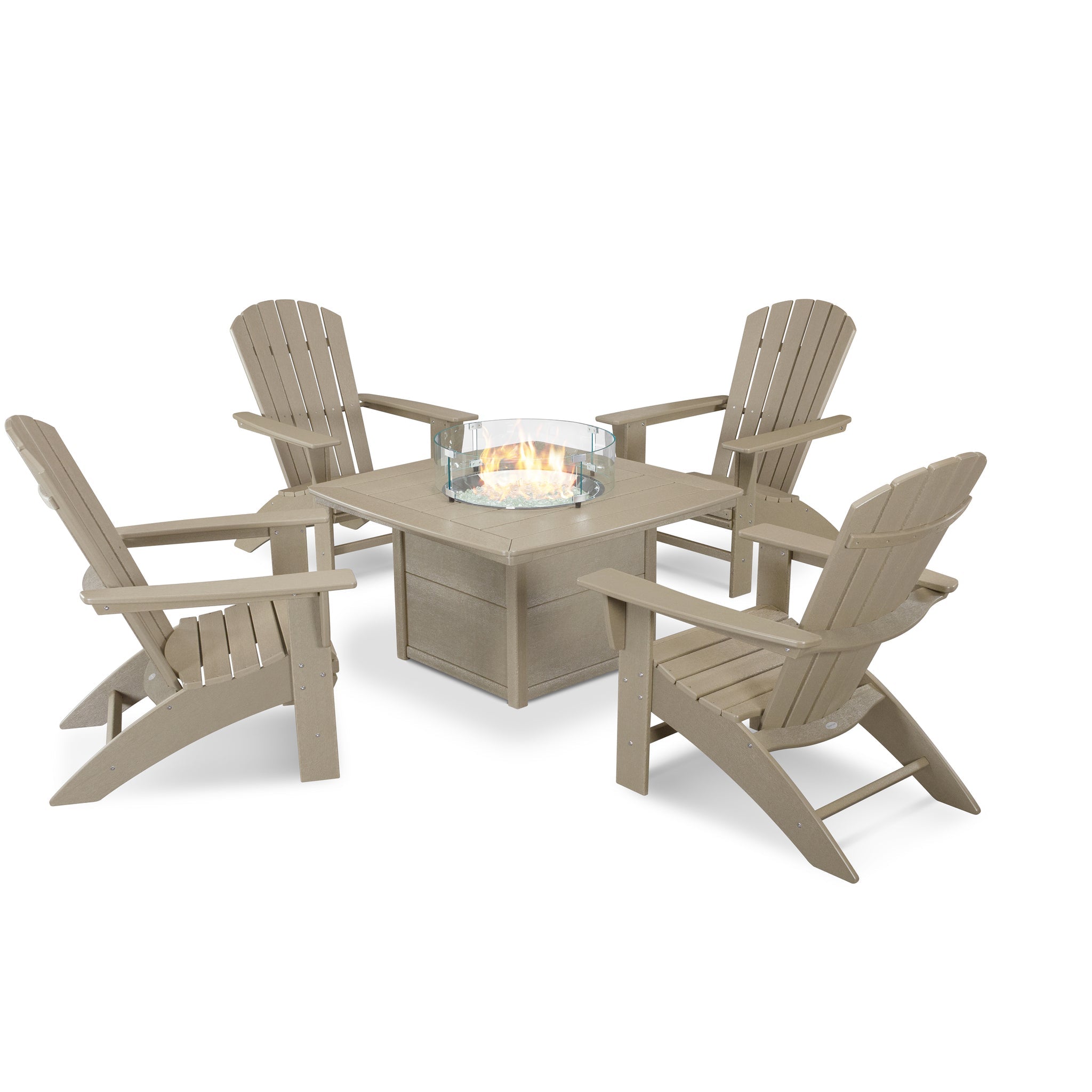 Nautical Curveback Adirondack 5-Piece Conversation Set with Fire Pit Table 15