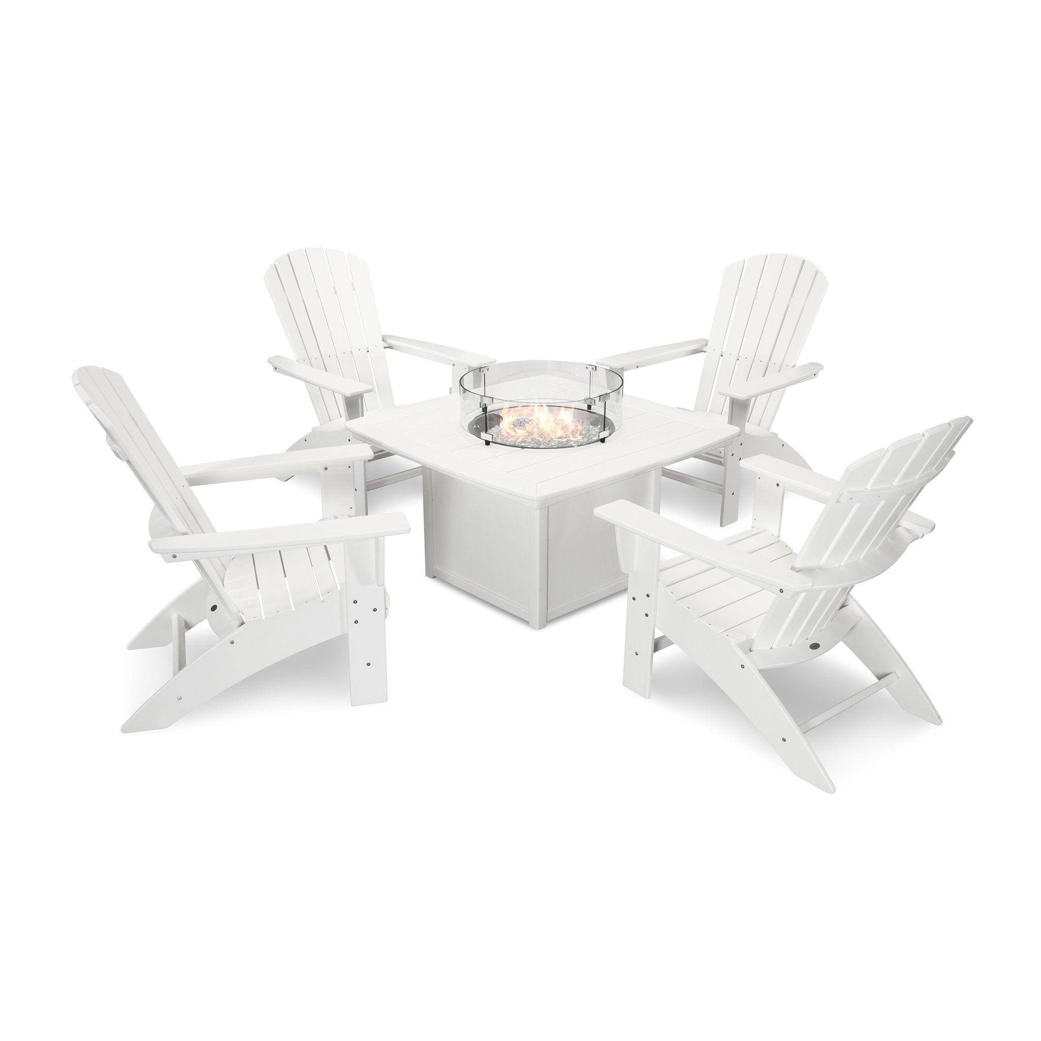 Nautical Curveback Adirondack 5-Piece Conversation Set with Fire Pit Table 6