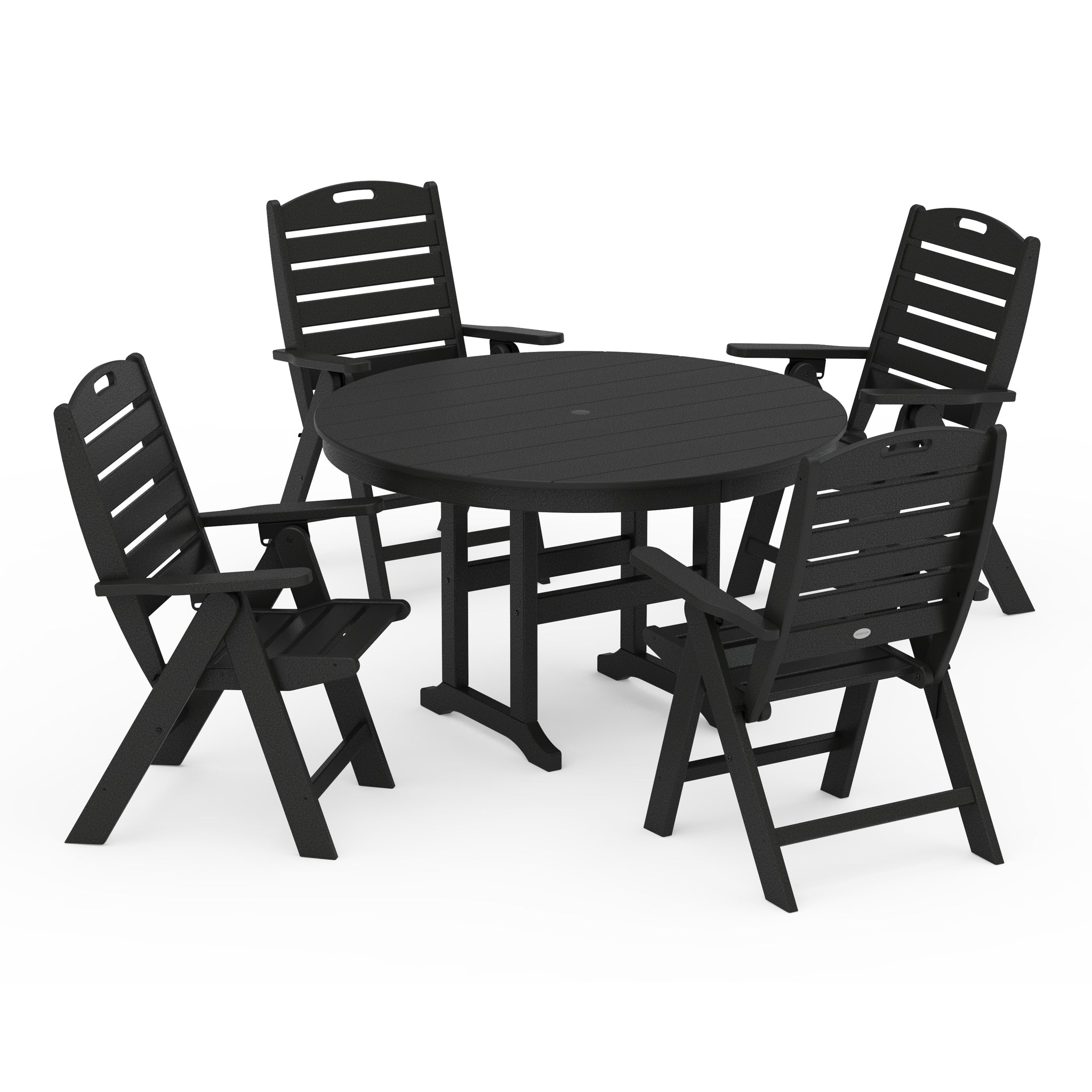Nautical Folding Chair 5-Piece Round Farmhouse Dining Set