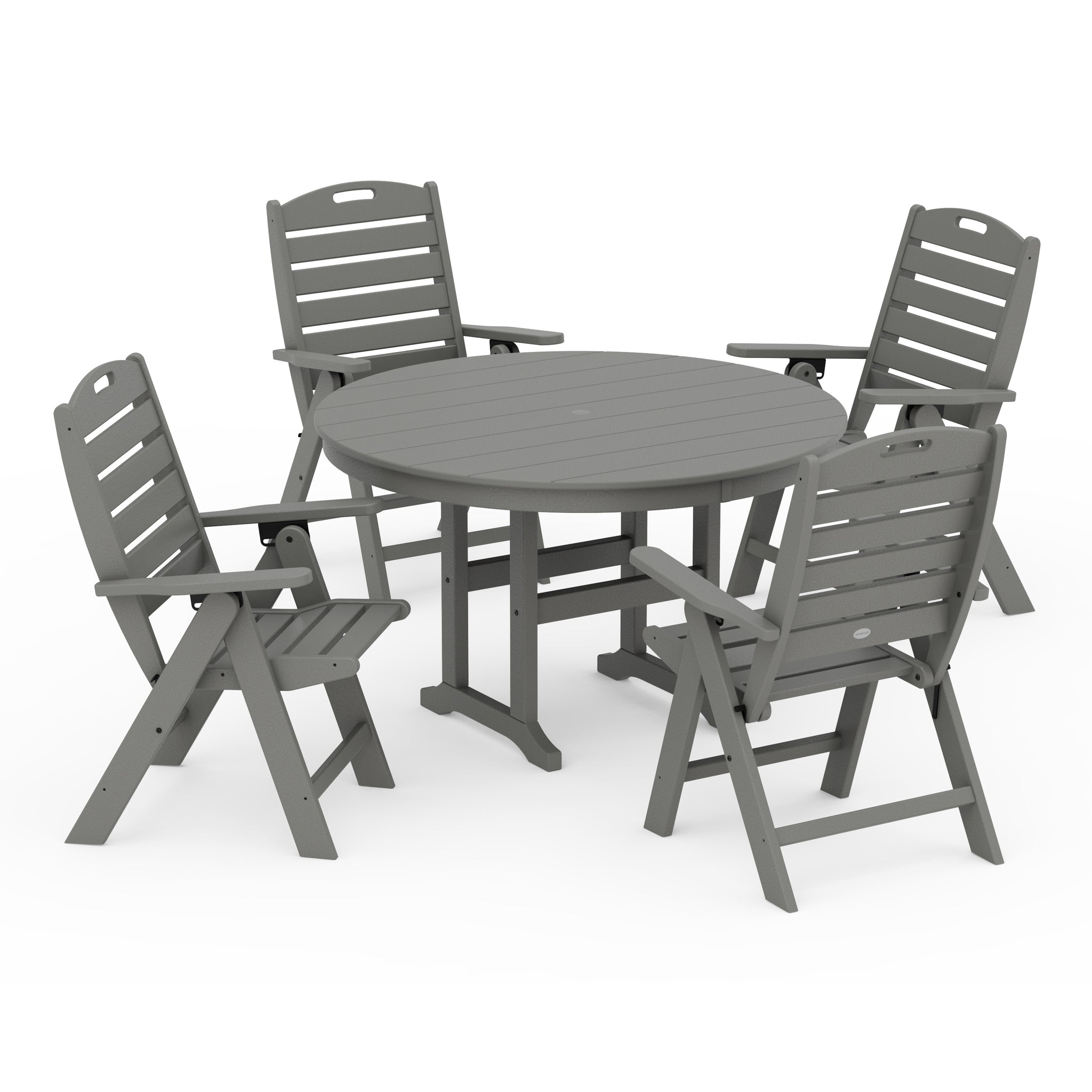 Nautical Folding Chair 5-Piece Round Farmhouse Dining Set 1