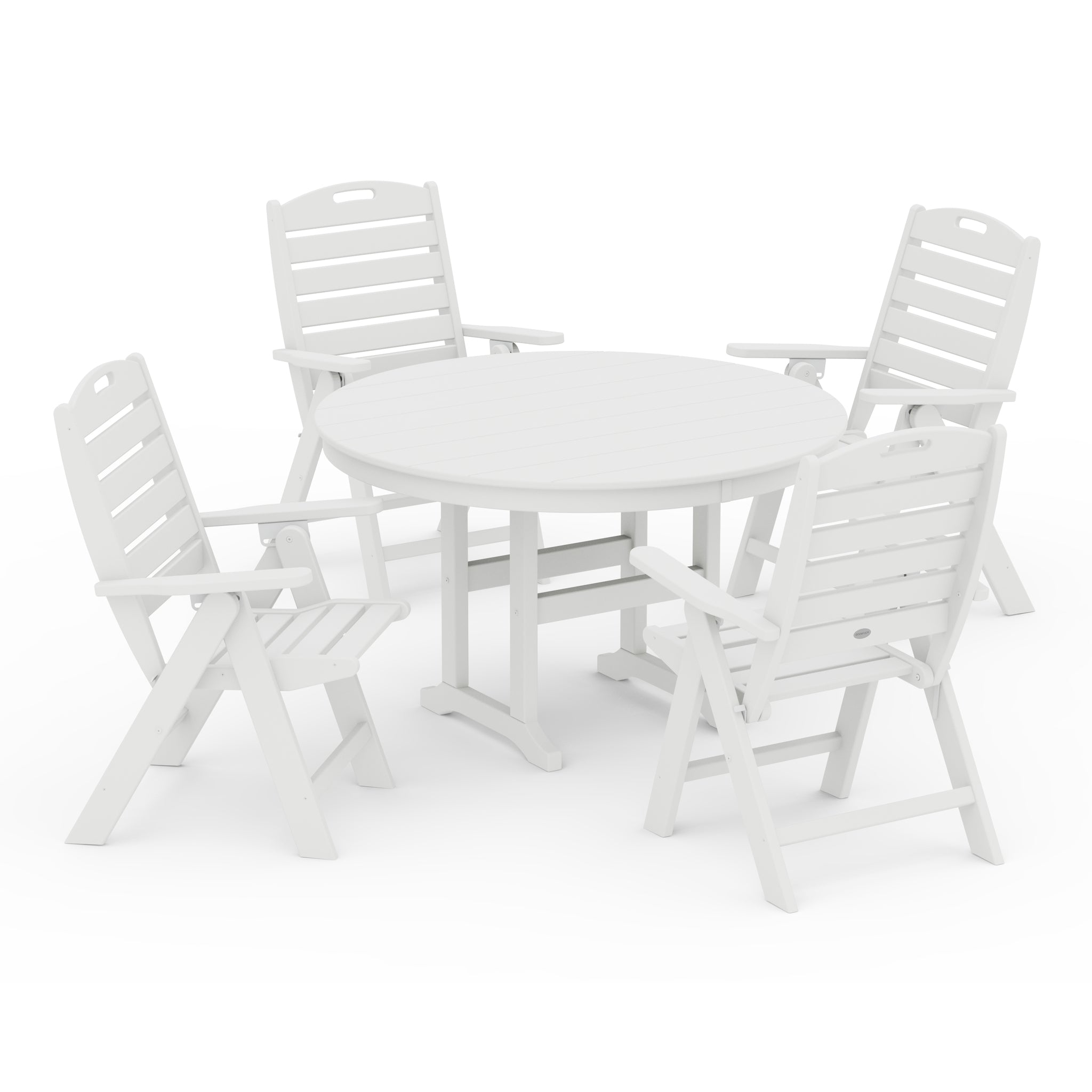 Nautical Folding Chair 5-Piece Round Farmhouse Dining Set 6