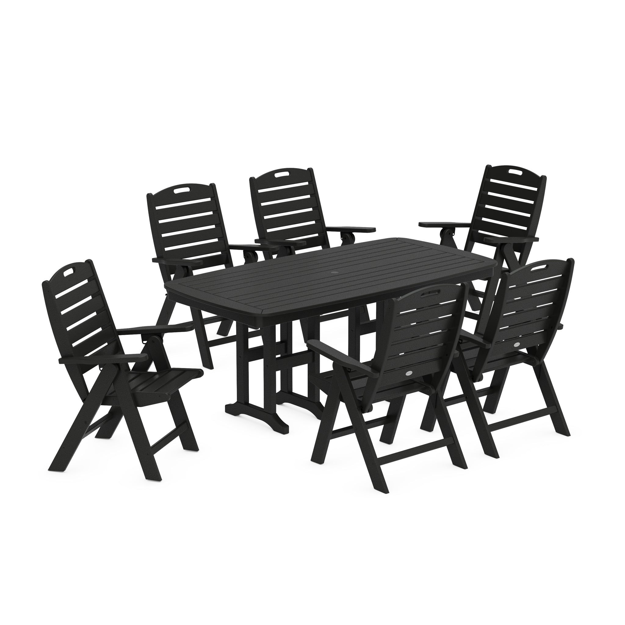 Nautical Folding Highback Chair 7-Piece Dining Set