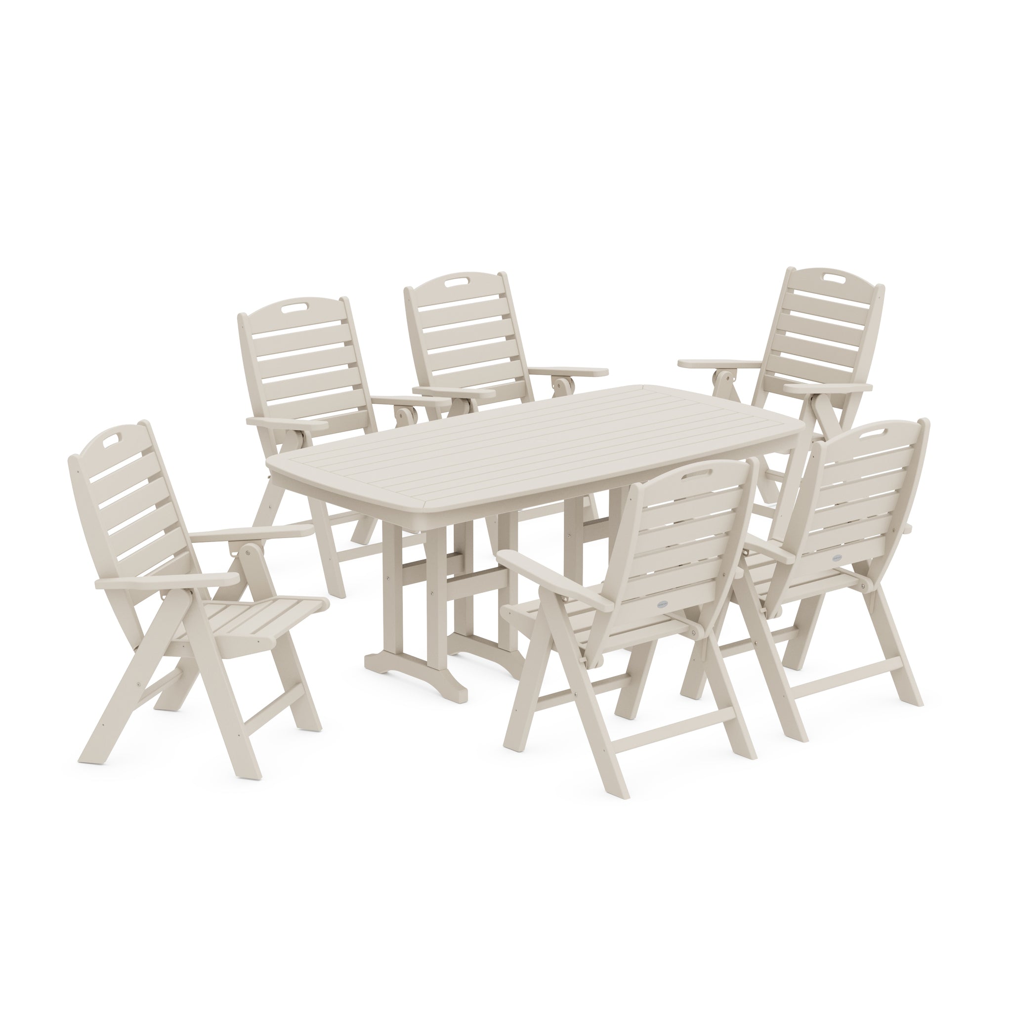 Nautical Folding Highback Chair 7-Piece Dining Set 5
