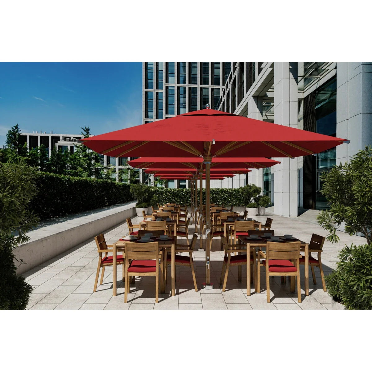 Ocean Master Max Northstar Nautical Teak Center Post 6.5' Square Umbrella-6