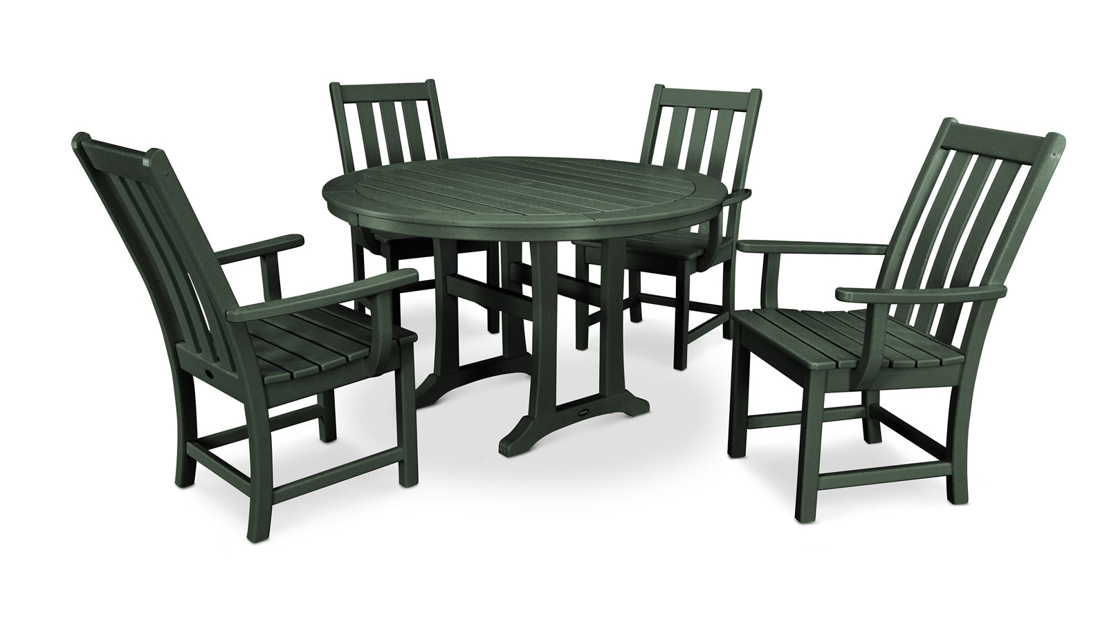 Vineyard 5-Piece Round Nautical Trestle Dining Set - Seats 4 PWS347-1 by POLYWOOD