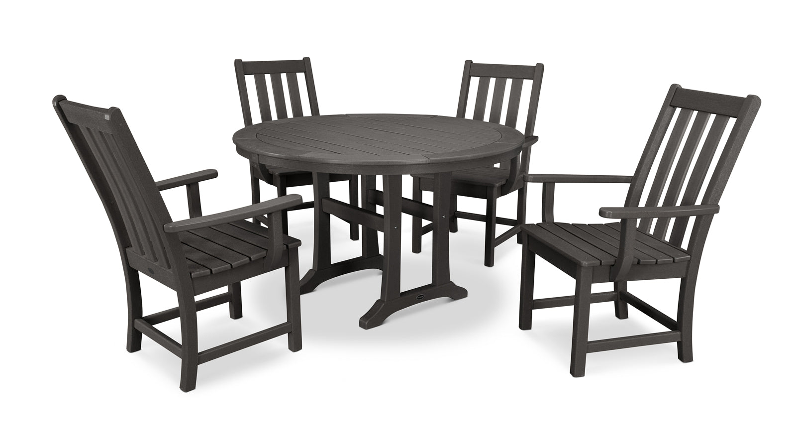 Vineyard 5-Piece Round Nautical Trestle Dining Set - Seats 4 PWS347-1 by POLYWOOD