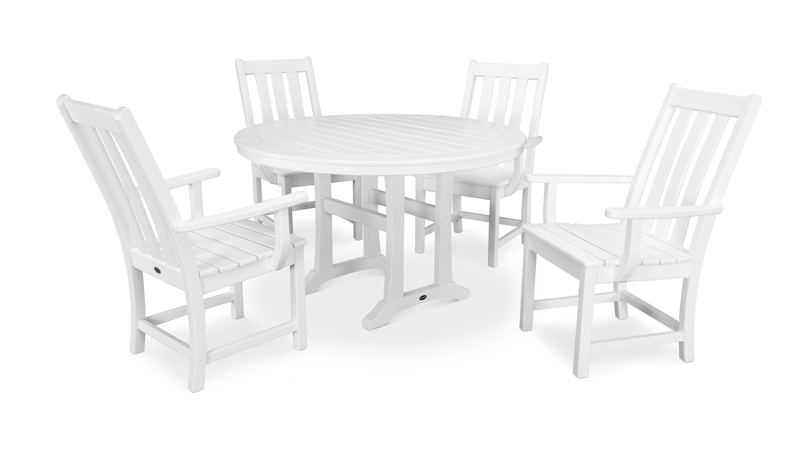 Vineyard 5-Piece Round Nautical Trestle Dining Set - Seats 4 PWS347-1 by POLYWOOD