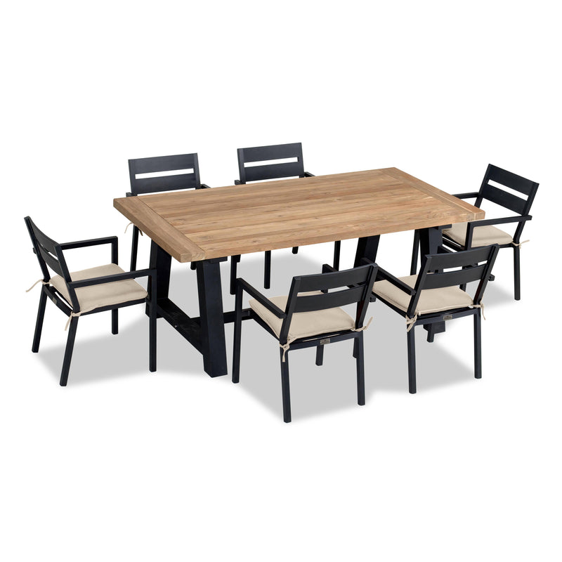 Silo Side View for Pacifica Mill 6 Seat Reclaimed Teak Outdoor Dining Set - Canvas Flax PAC-BK-SET530 By Harmonia Living