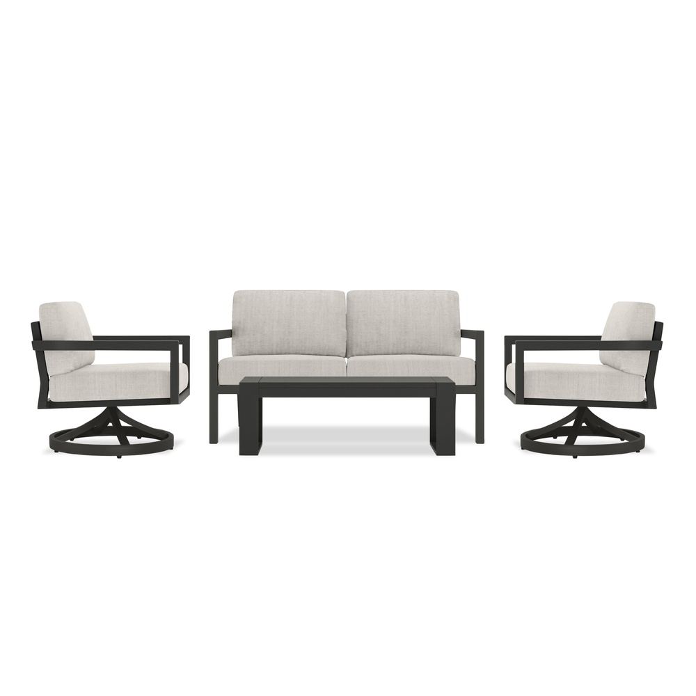 Pacifica 4 Piece Loveseat Set With Swivel - Slate PAC-SL-SET122 by Harmonia Living