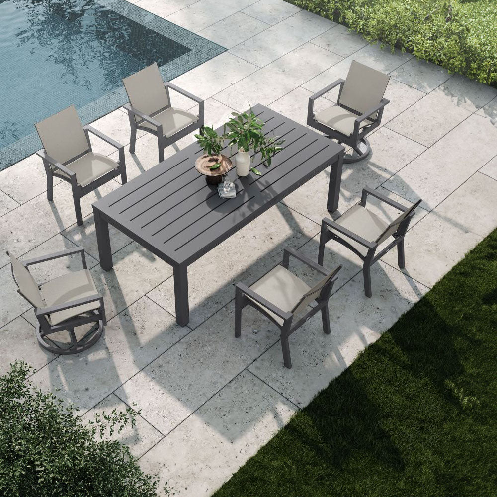 Palermo 85" x 42" Rectangular Dining Table with Umbrella Hole 1