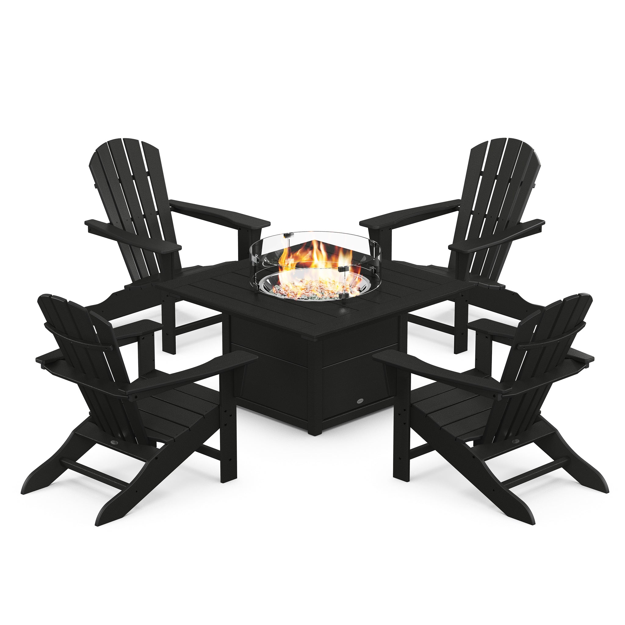 Palm Coast 5-Piece Adirondack Chair Conversation Set with Fire Pit Table