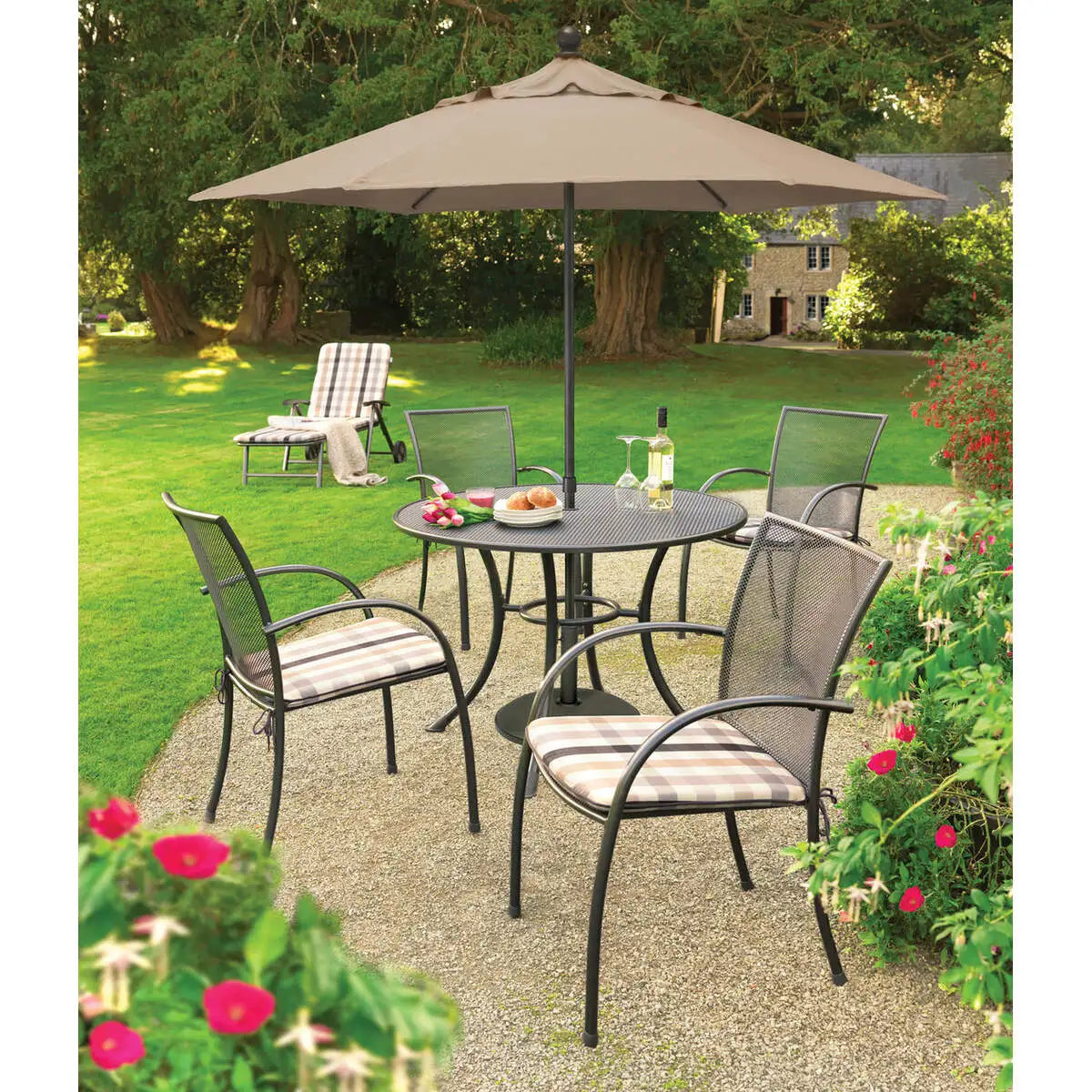 Pilano Wrought Iron Stackable Arm Chair - Set Of 4