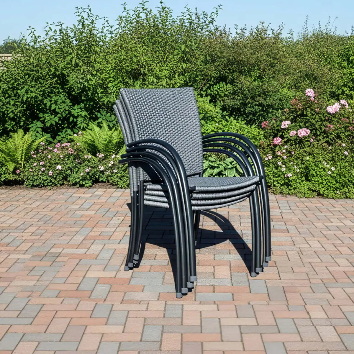 Pilano Woven Stackable Arm Chairs - Set Of 4