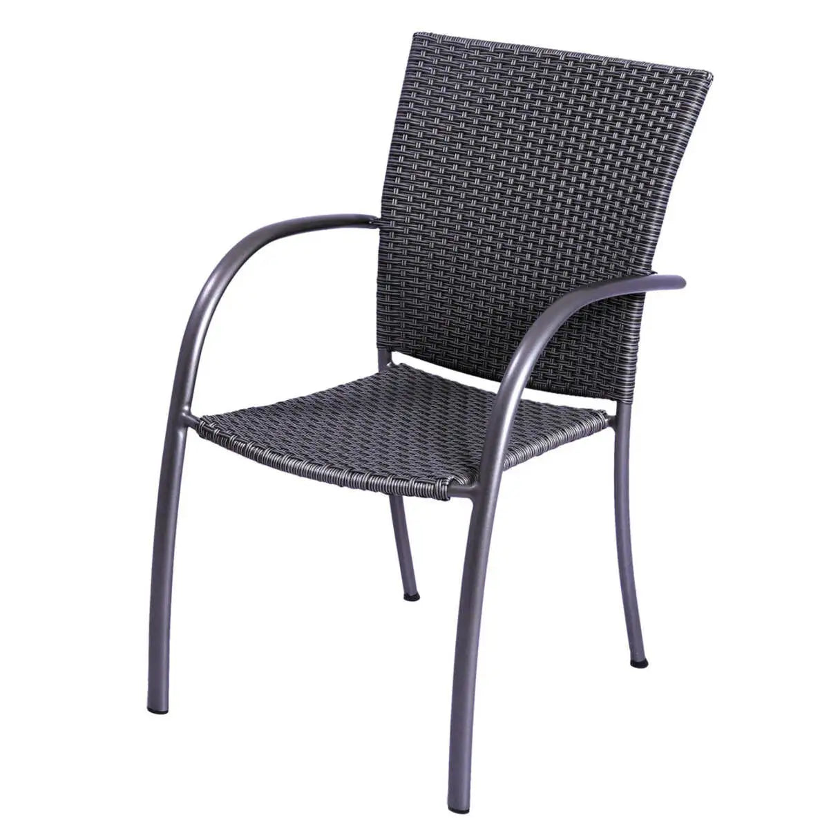 Pilano Woven Stackable Arm Chairs, Silver/Grey Weave - Set Of 6