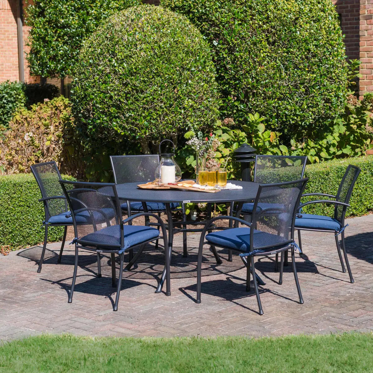 Pilano Wrought Iron Stackable Arm Chair - Set Of 6
