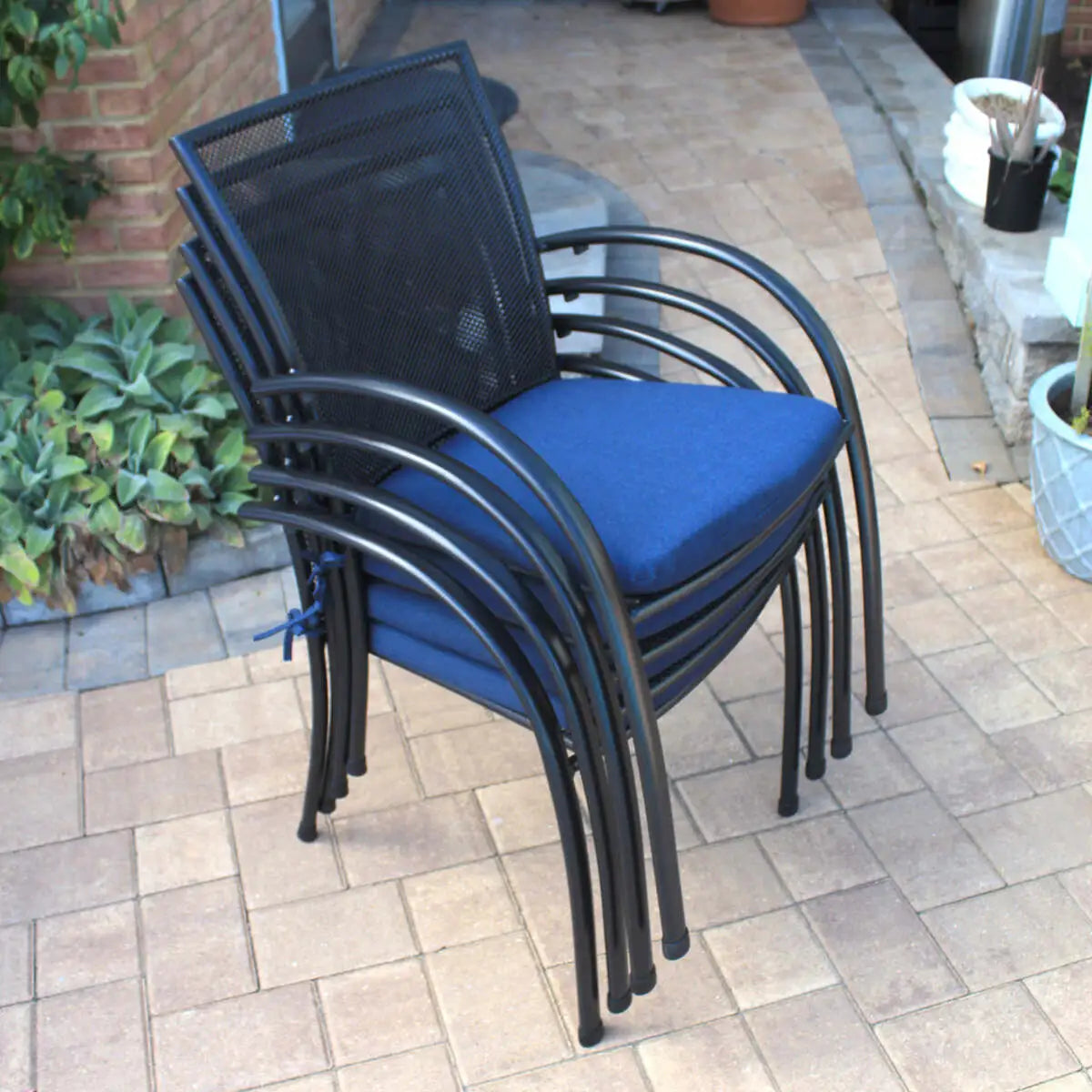 Pilano Wrought Iron Stackable Arm Chair - Set Of 6
