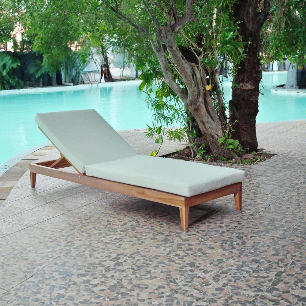 Panama Jack Bali Teak Cushioned Chaise Lounge