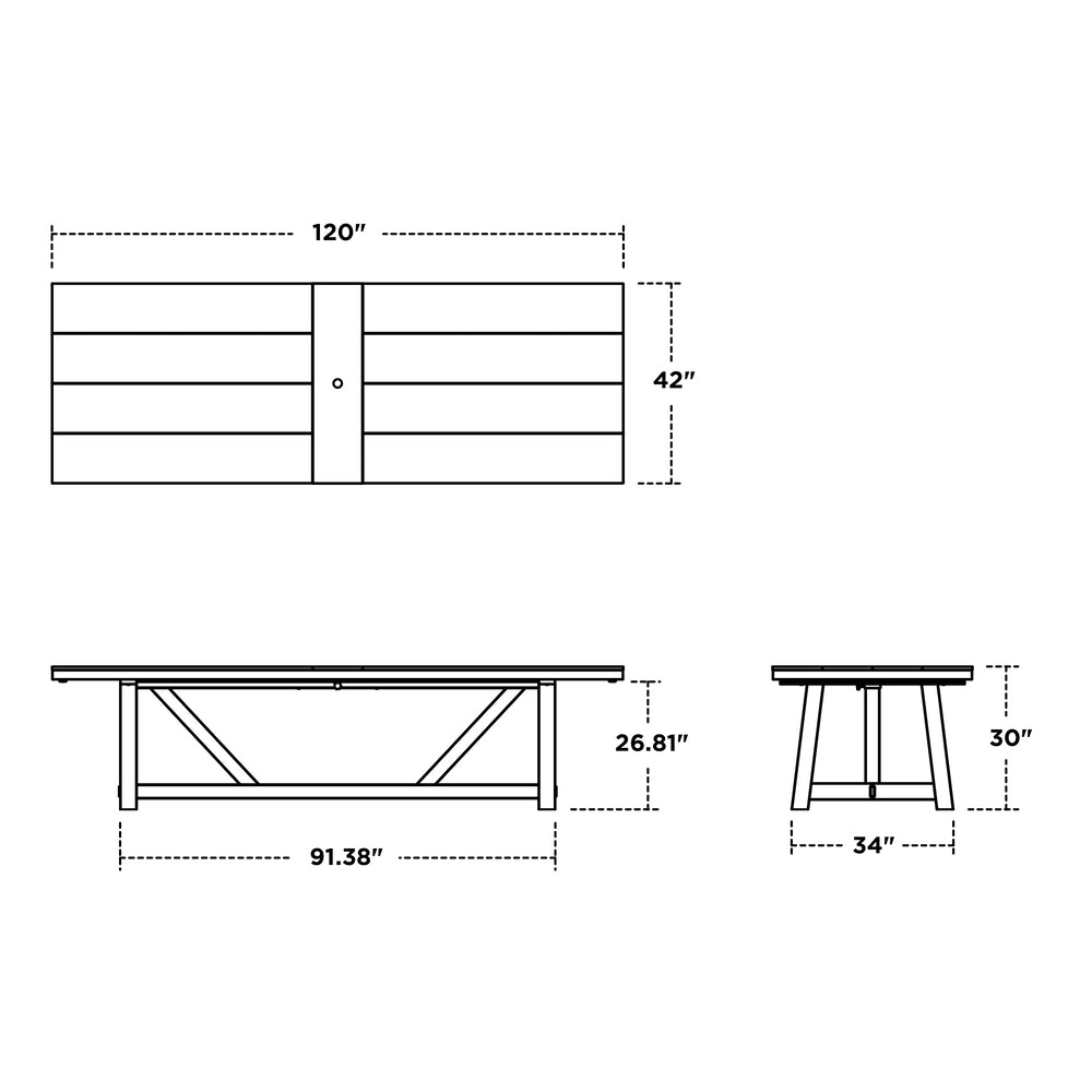 42 x 120 A-Frame Rectangular Dining Table