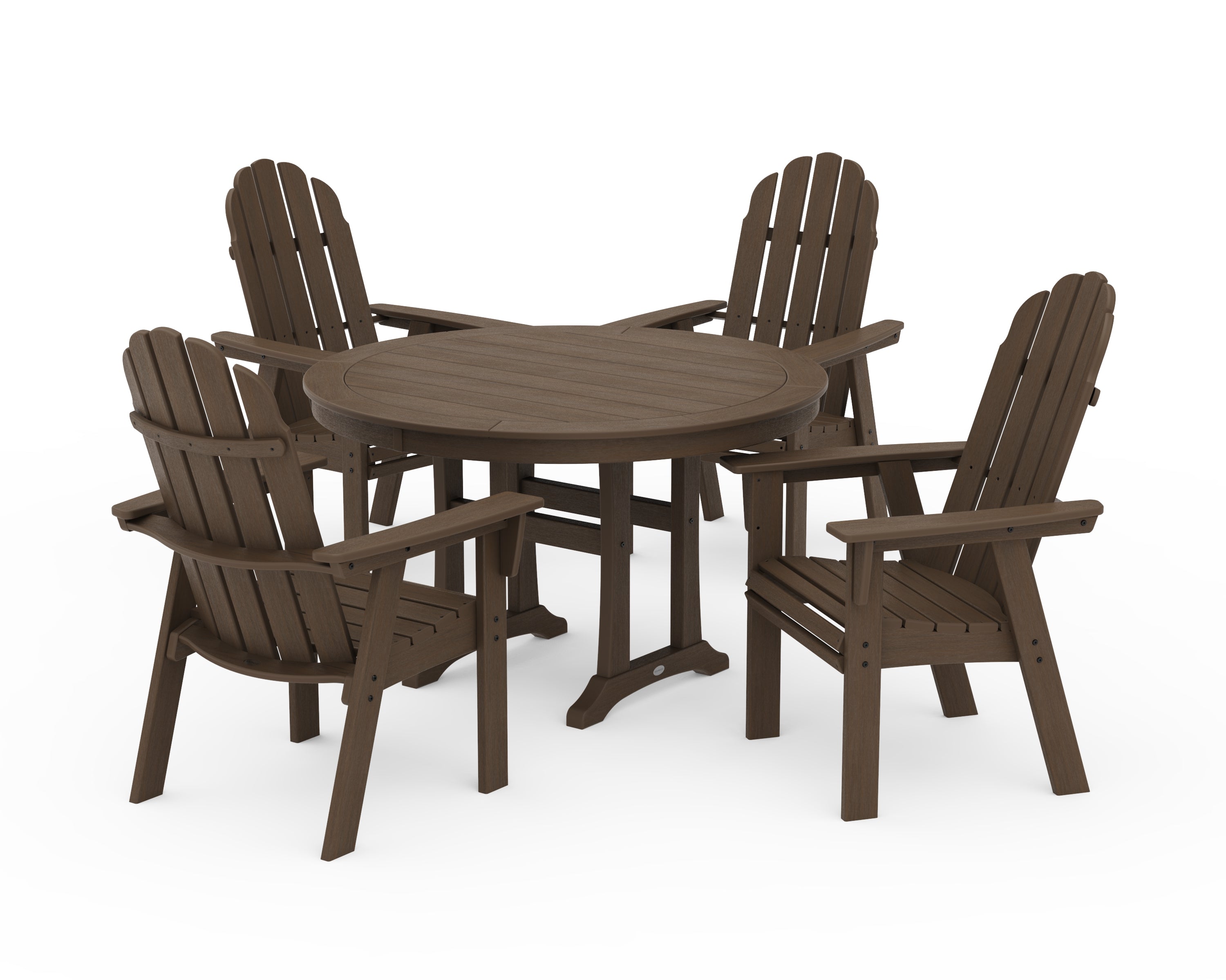 Vineyard Curveback Adirondack 5-Piece Nautical Trestle Dining Set - Kona